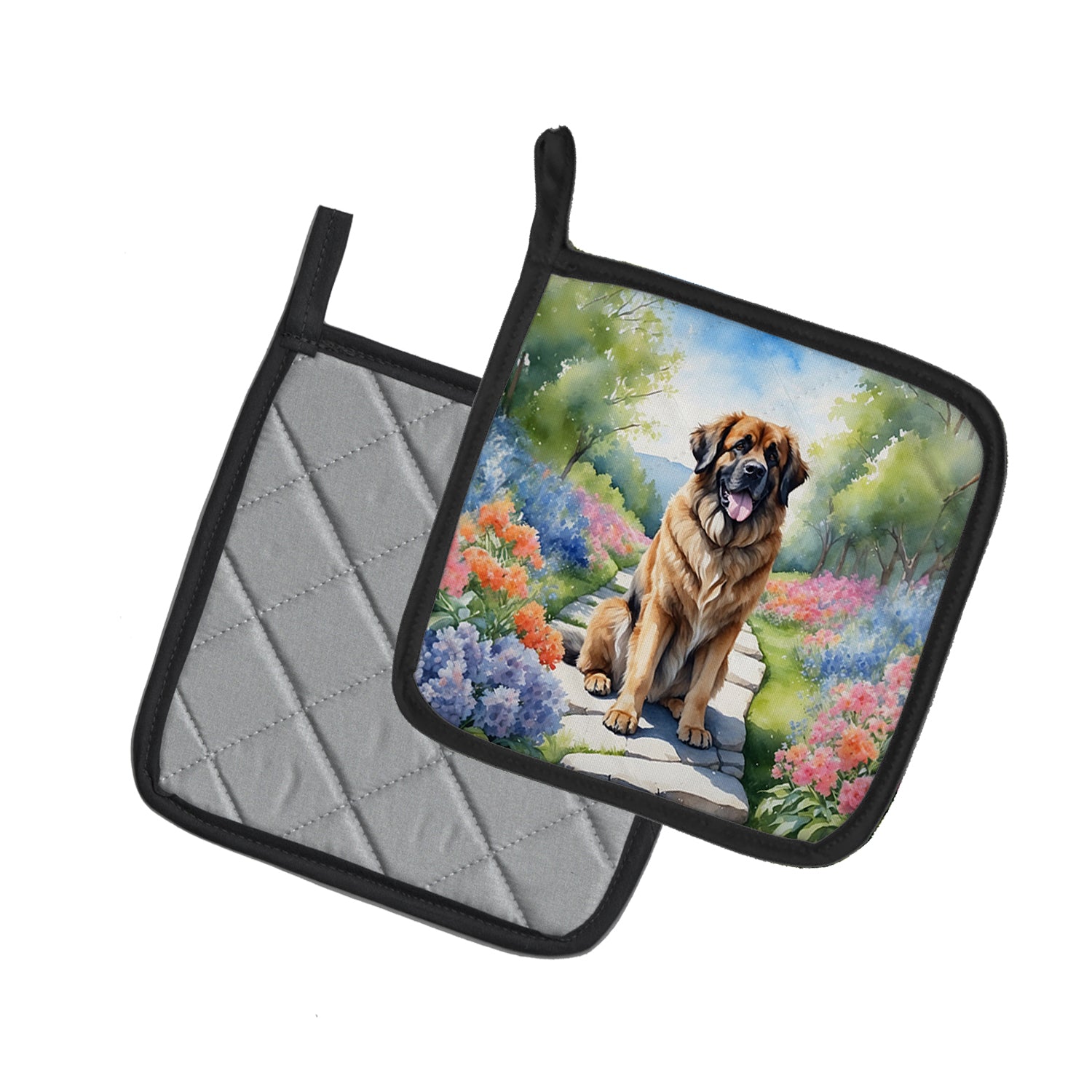 Leonberger Spring Path Pair of Pot Holders