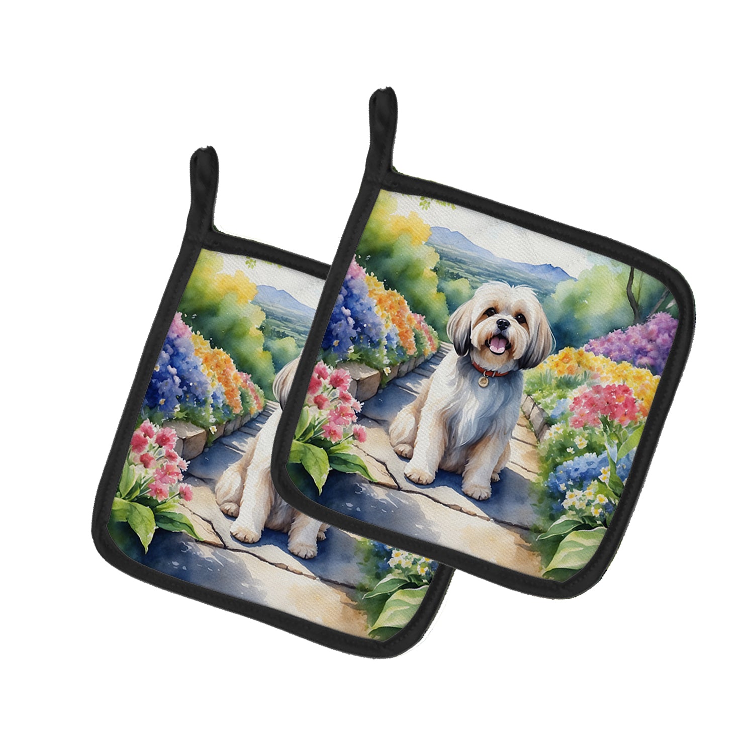 Buy this Lhasa Apso Spring Path Pair of Pot Holders