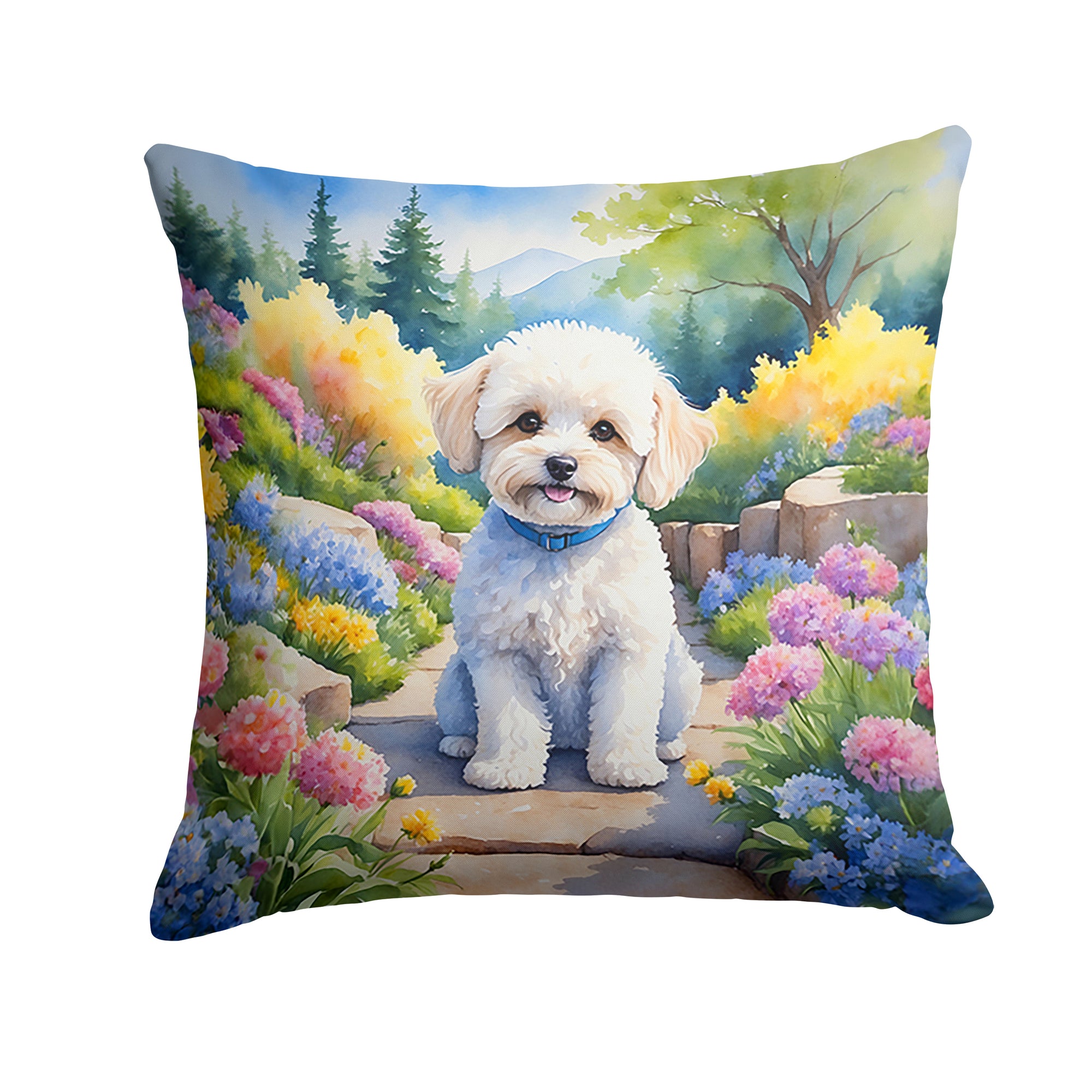 Buy this Maltipoo Spring Path Throw Pillow