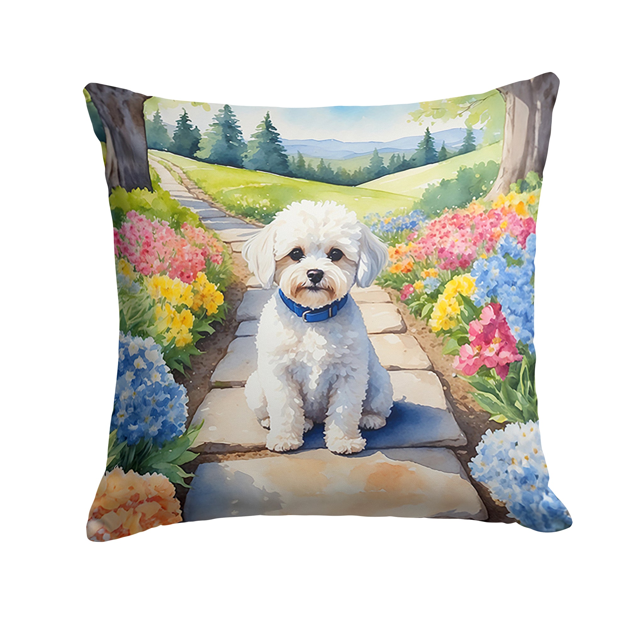 Buy this Maltipoo Spring Path Throw Pillow