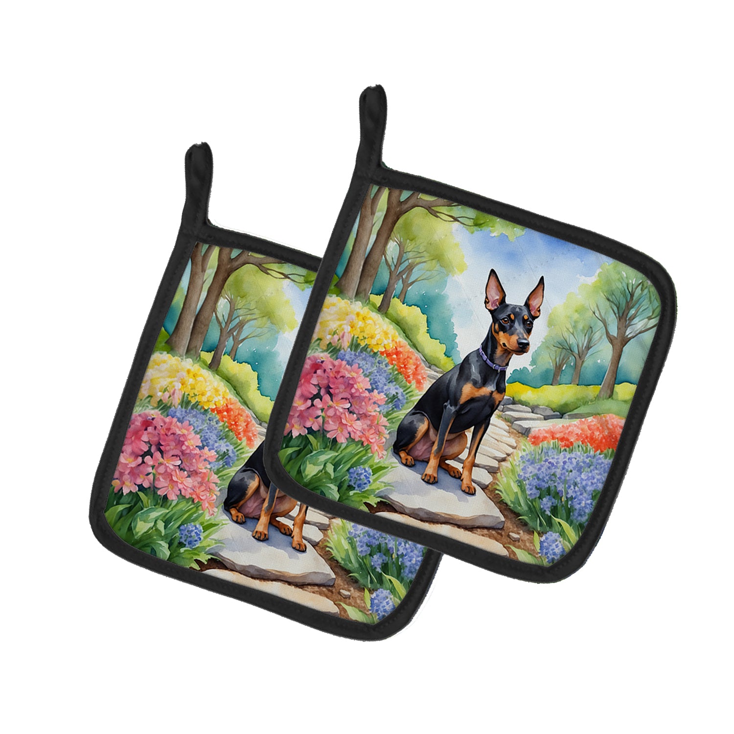 Buy this Manchester Terrier Spring Path Pair of Pot Holders