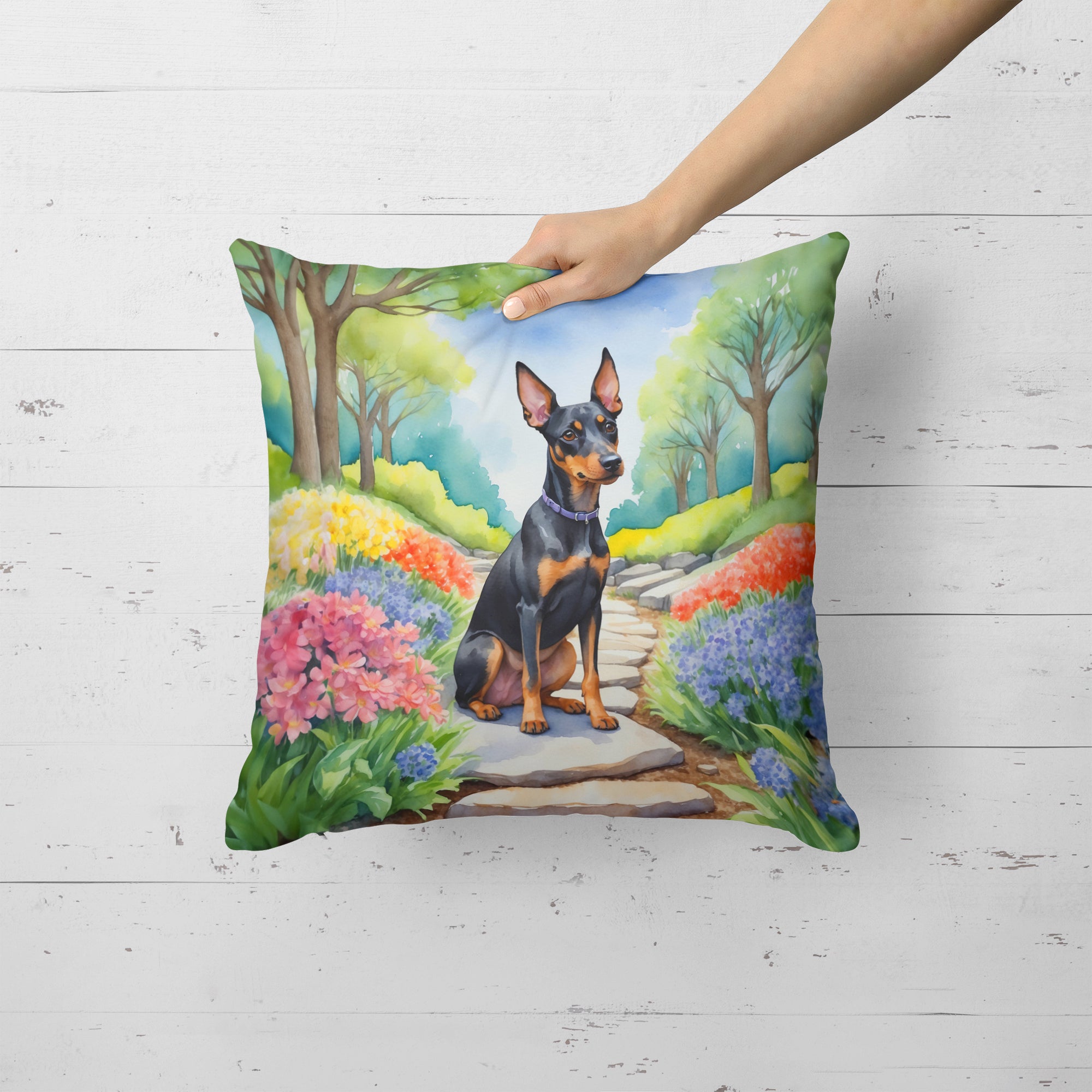 Buy this Manchester Terrier Spring Path Throw Pillow
