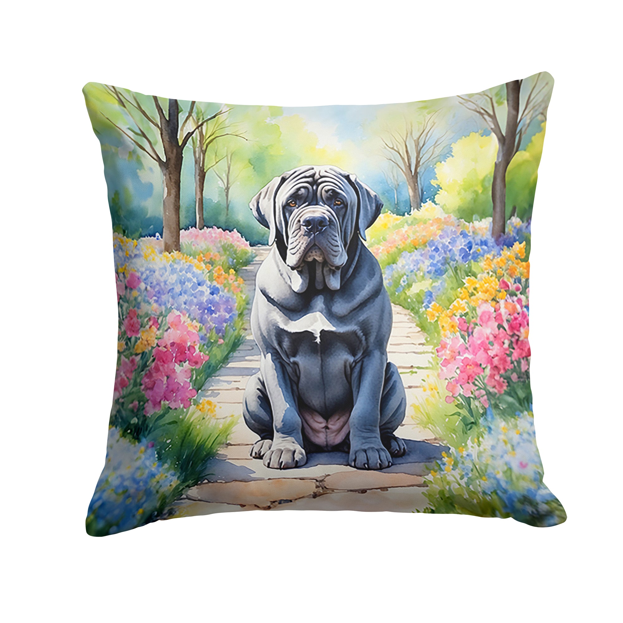 Buy this Neapolitan Mastiff Spring Path Throw Pillow