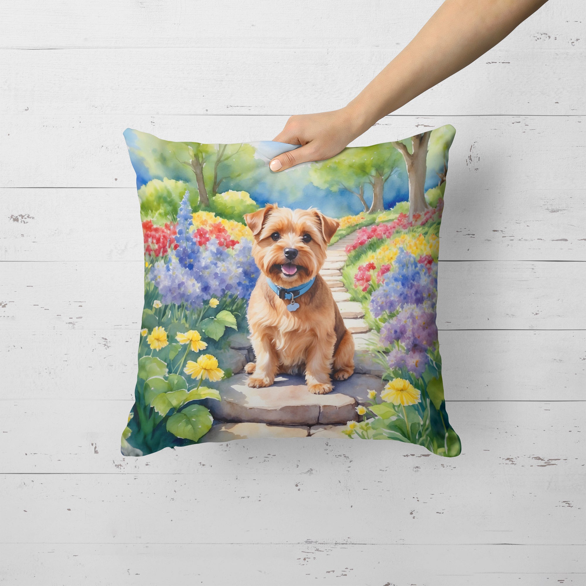 Norfolk Terrier Spring Path Throw Pillow