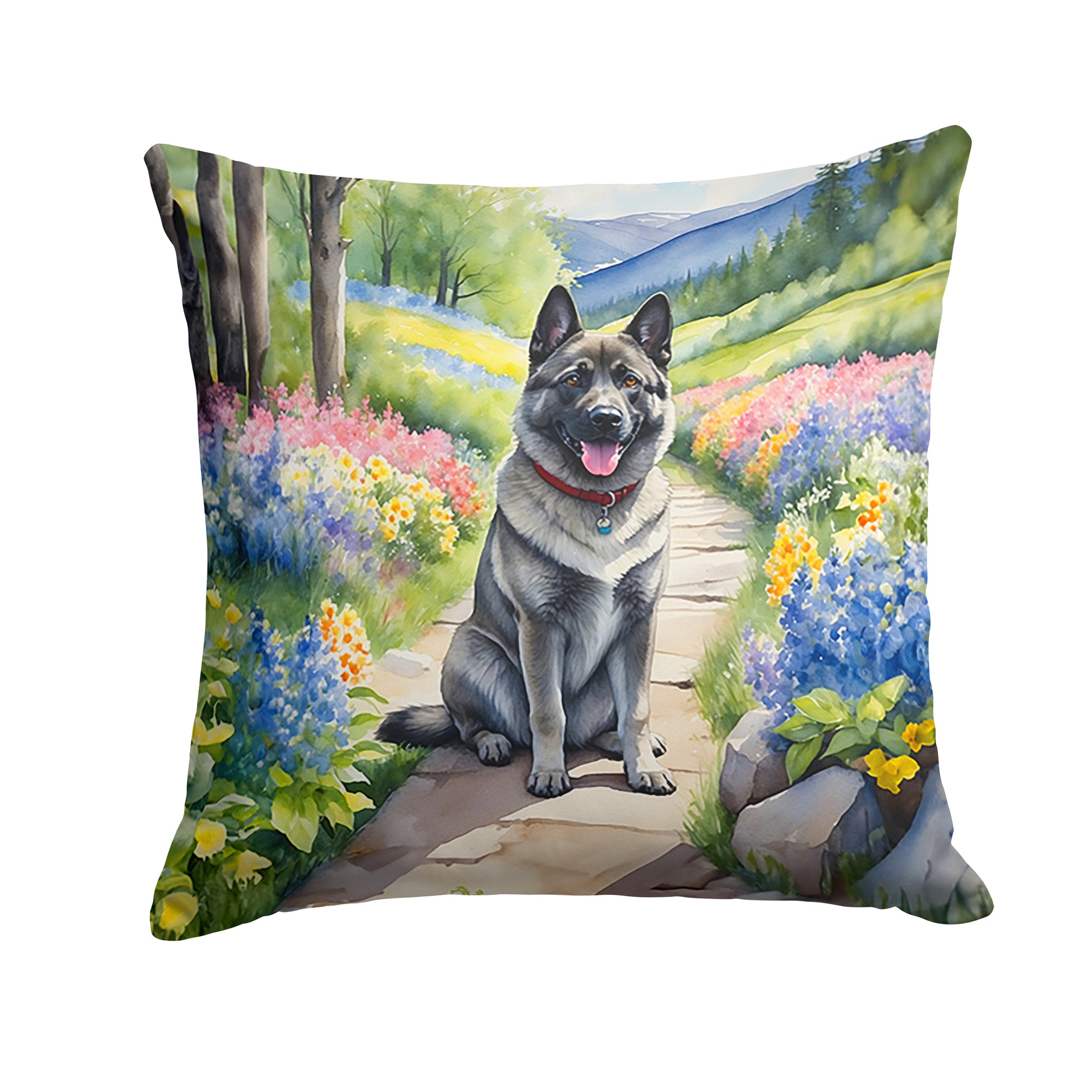 Buy this Norwegian Elkhound Spring Path Throw Pillow