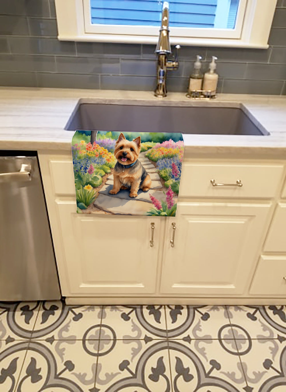 Norwich Terrier Spring Path Kitchen Towel