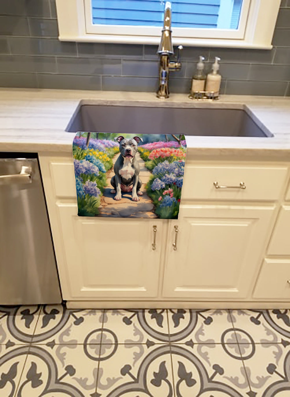 Pit Bull Terrier Spring Path Kitchen Towel