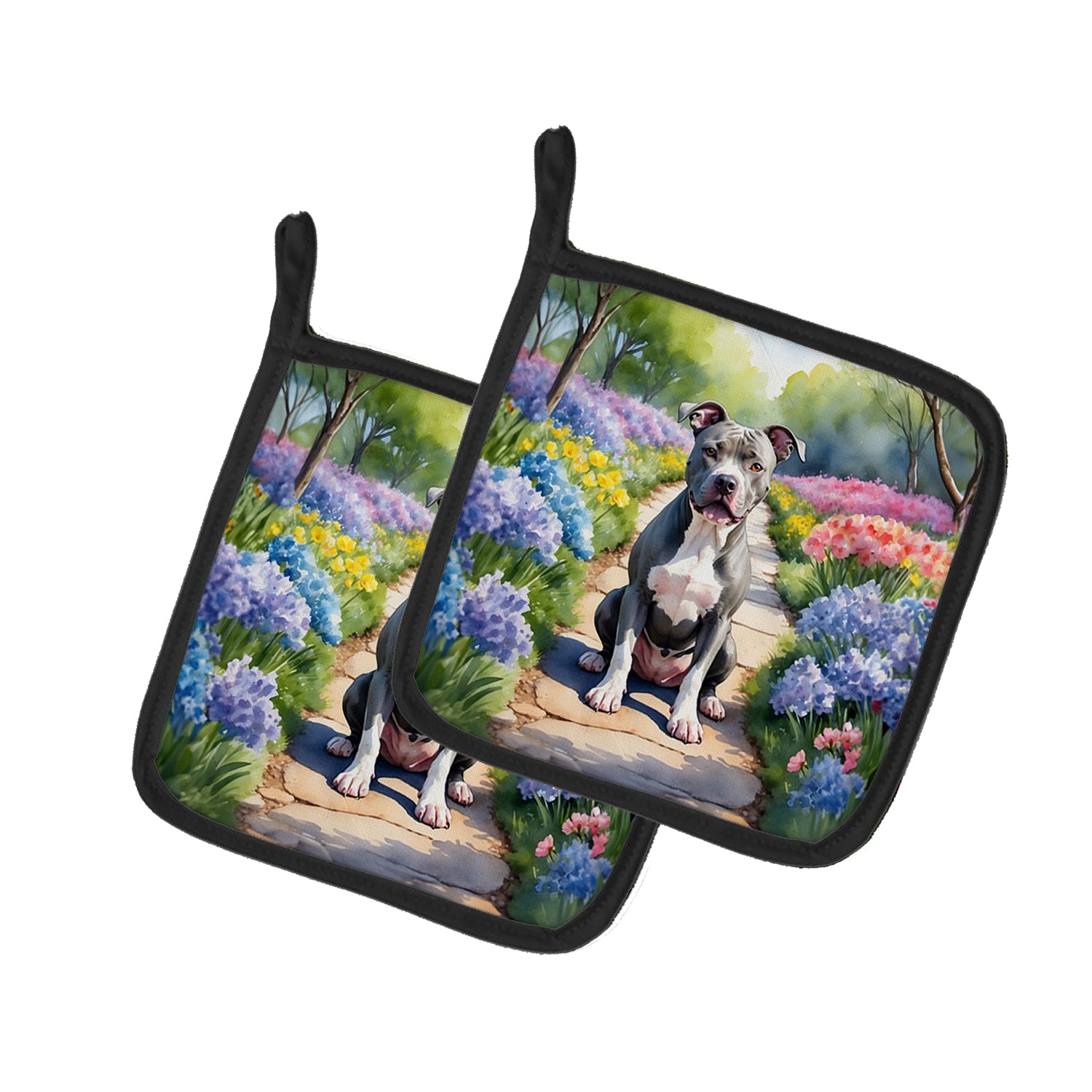 Buy this Pit Bull Terrier Spring Path Pair of Pot Holders