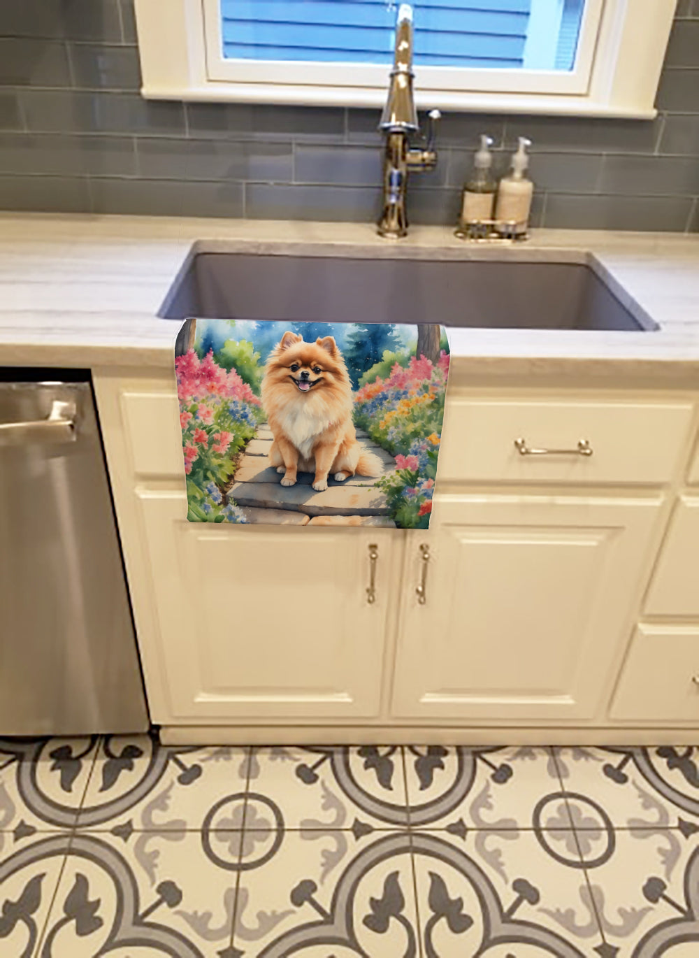 Pomeranian Spring Path Kitchen Towel