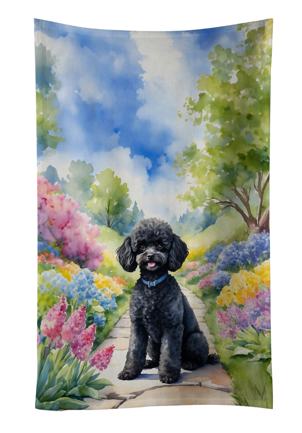 Buy this Black Poodle Spring Path Kitchen Towel