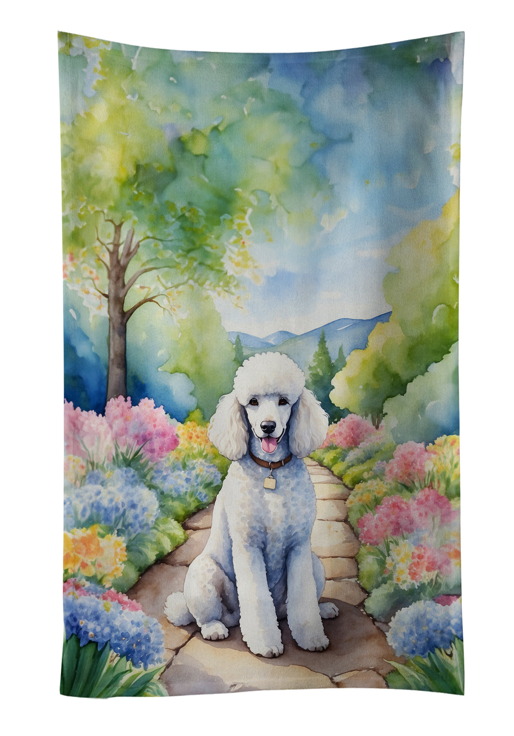 Buy this White Poodle Spring Path Kitchen Towel