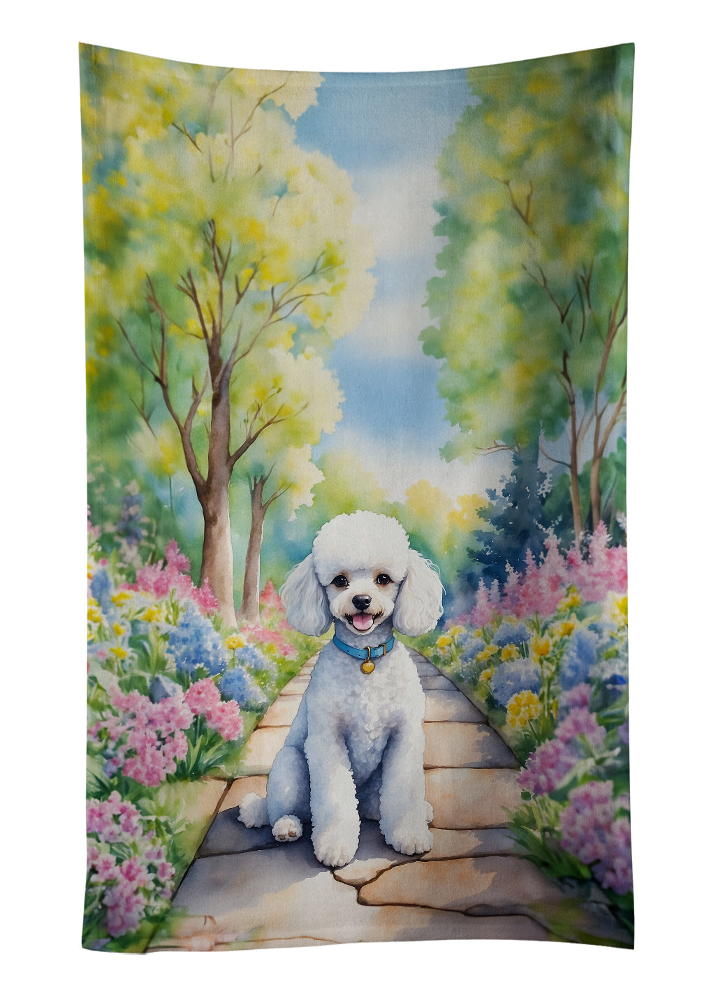 Buy this White Poodle Spring Path Kitchen Towel