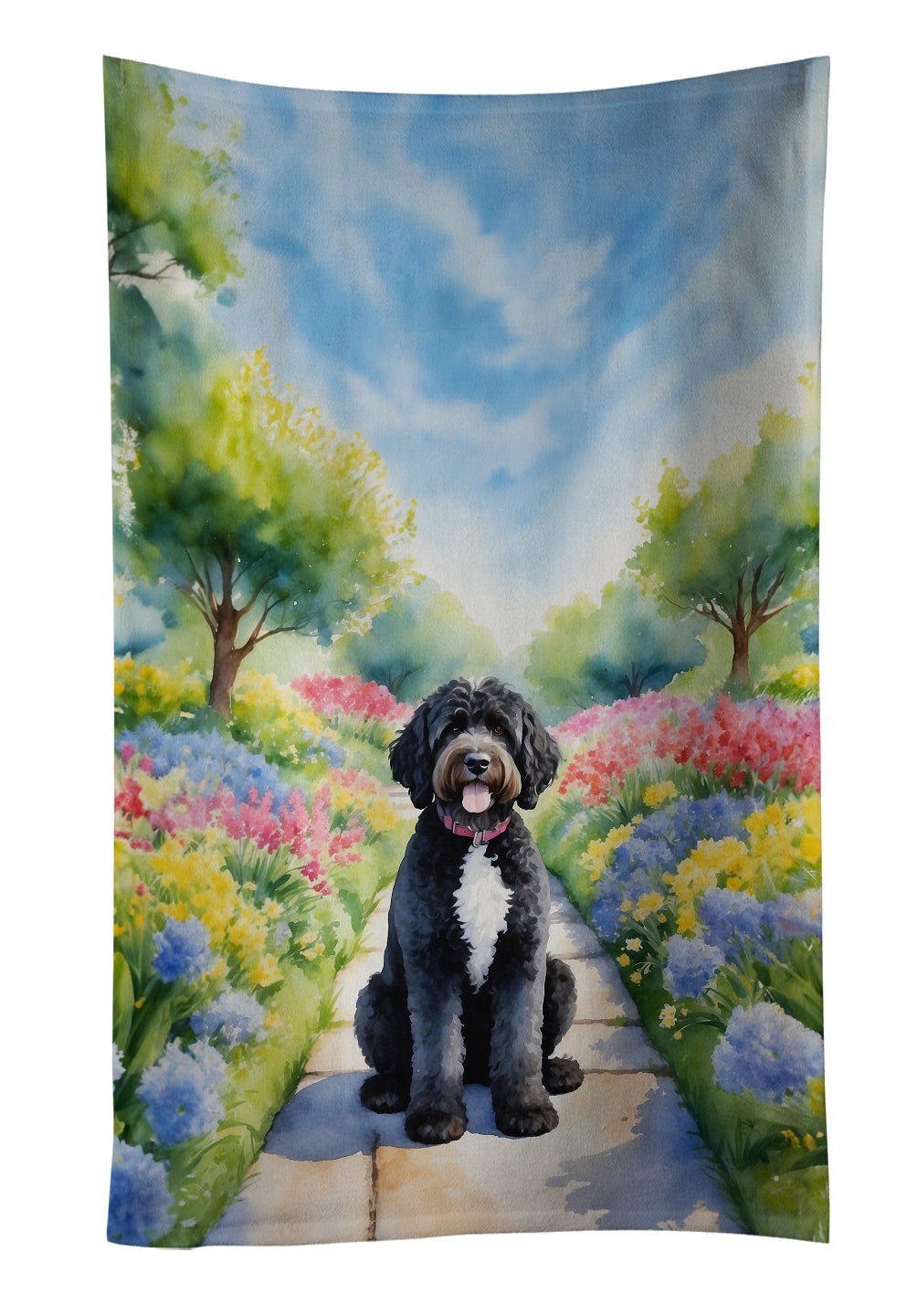 Buy this Portuguese Water Dog Spring Path Kitchen Towel