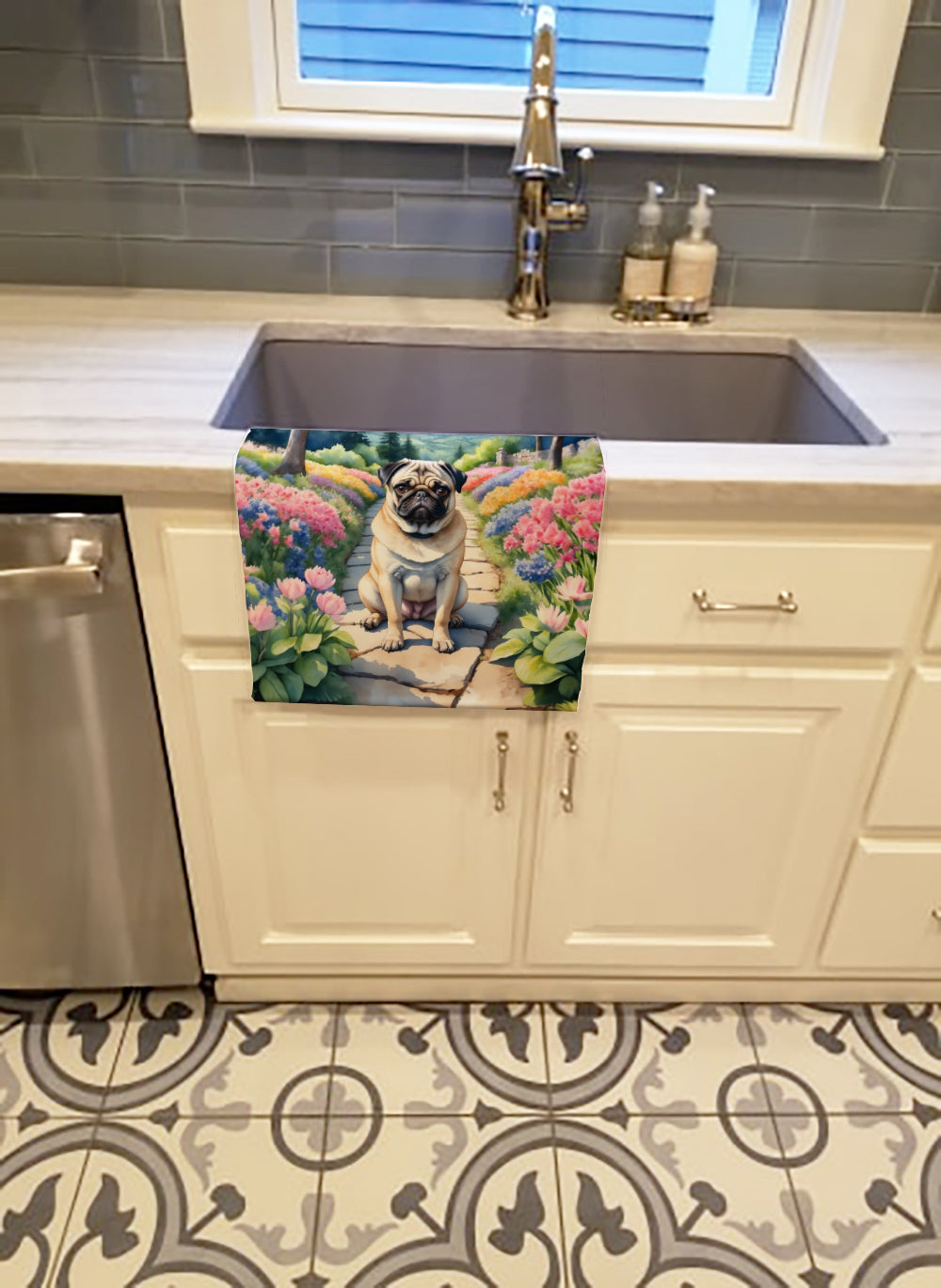 Pug Spring Path Kitchen Towel