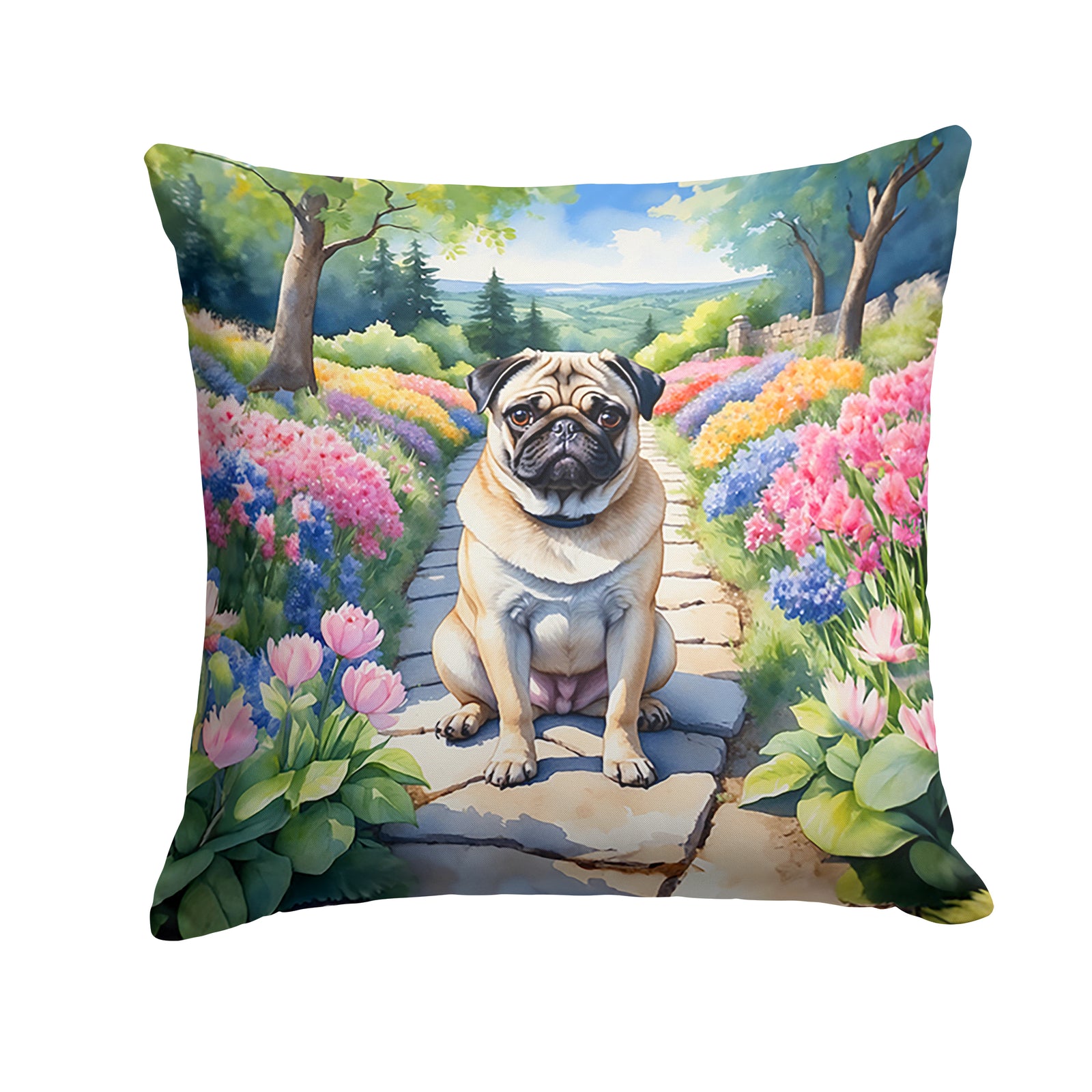 Buy this Pug Spring Path Throw Pillow