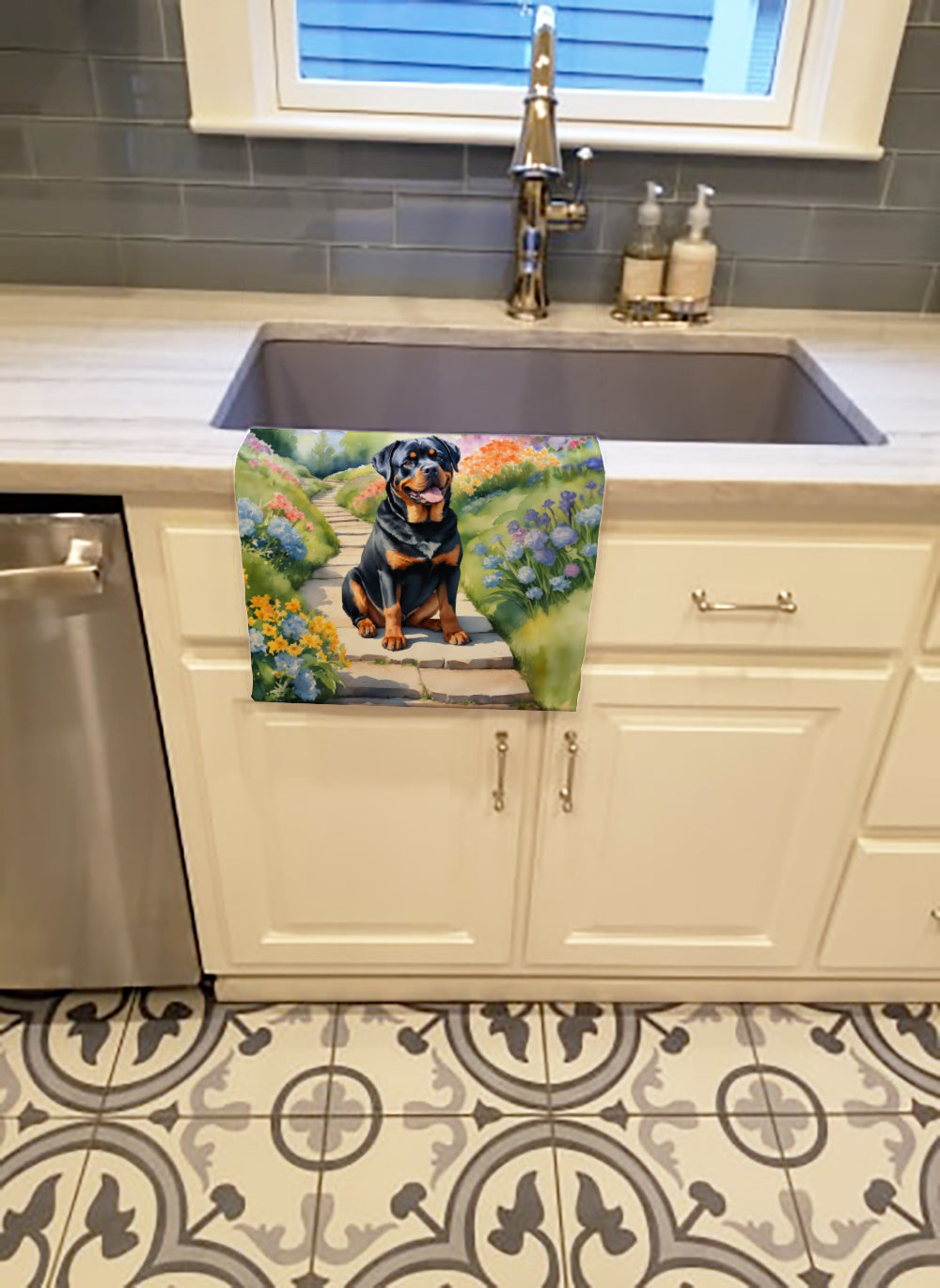 Buy this Rottweiler Spring Path Kitchen Towel