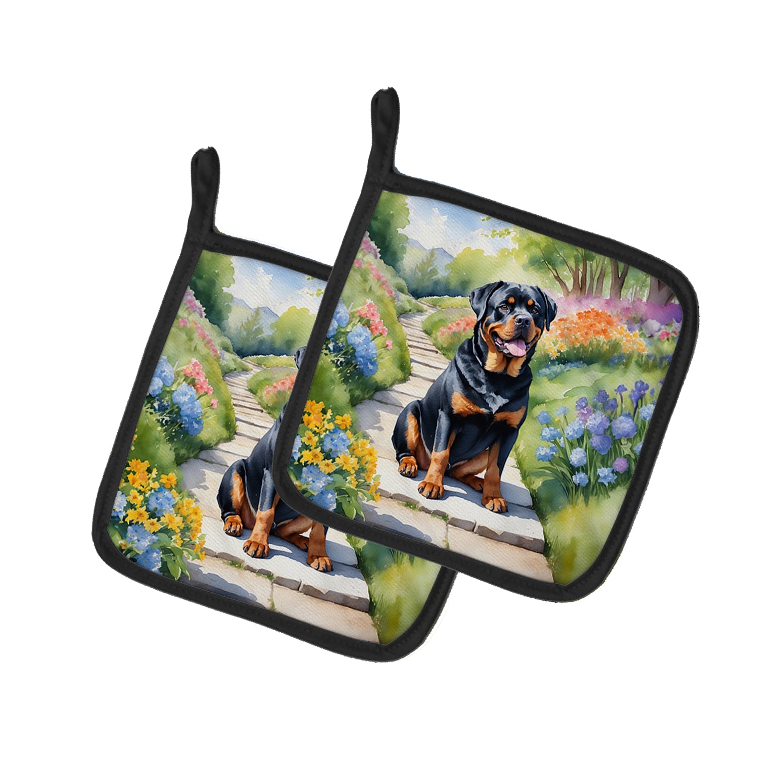 Buy this Rottweiler Spring Path Pair of Pot Holders