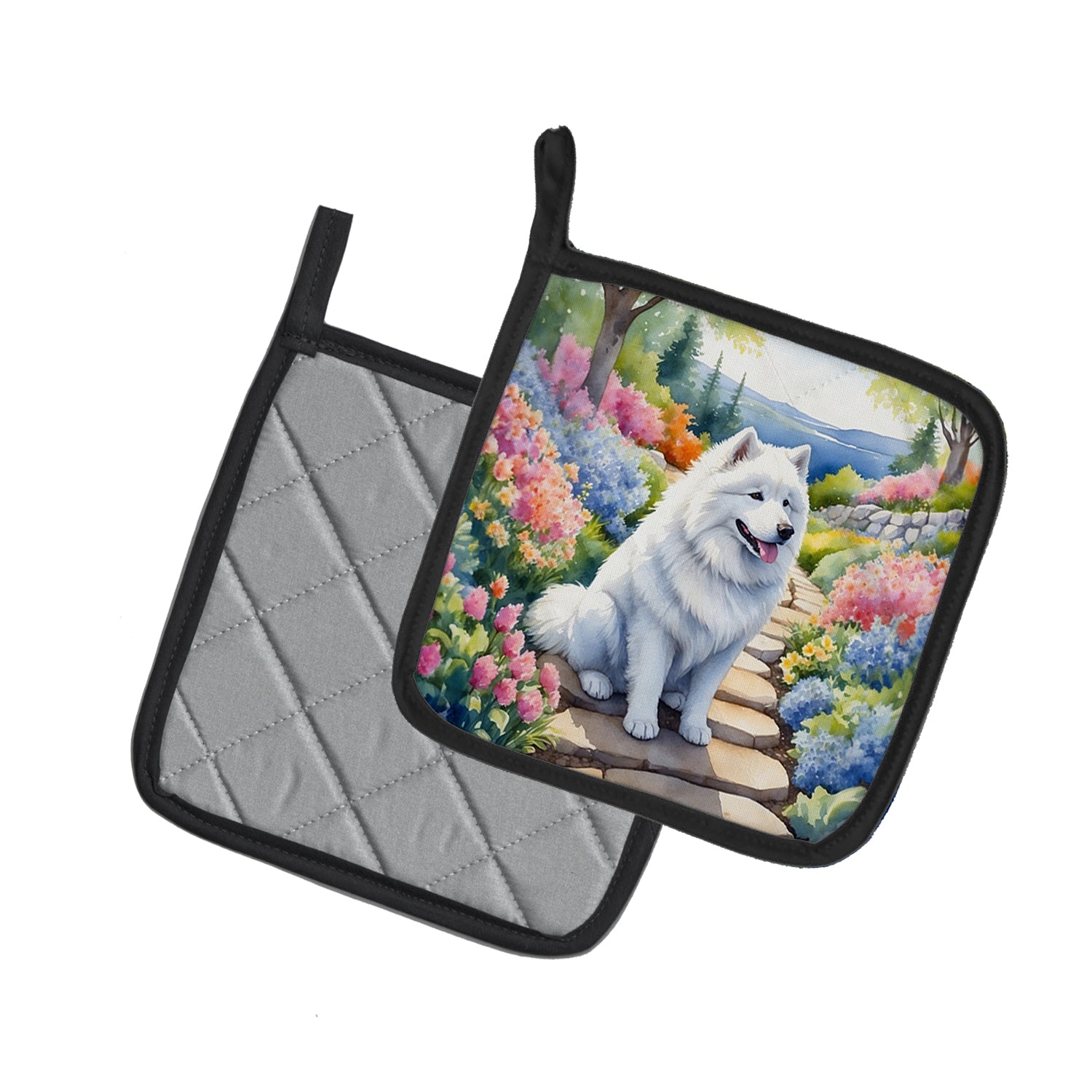 Buy this Samoyed Spring Path Pair of Pot Holders