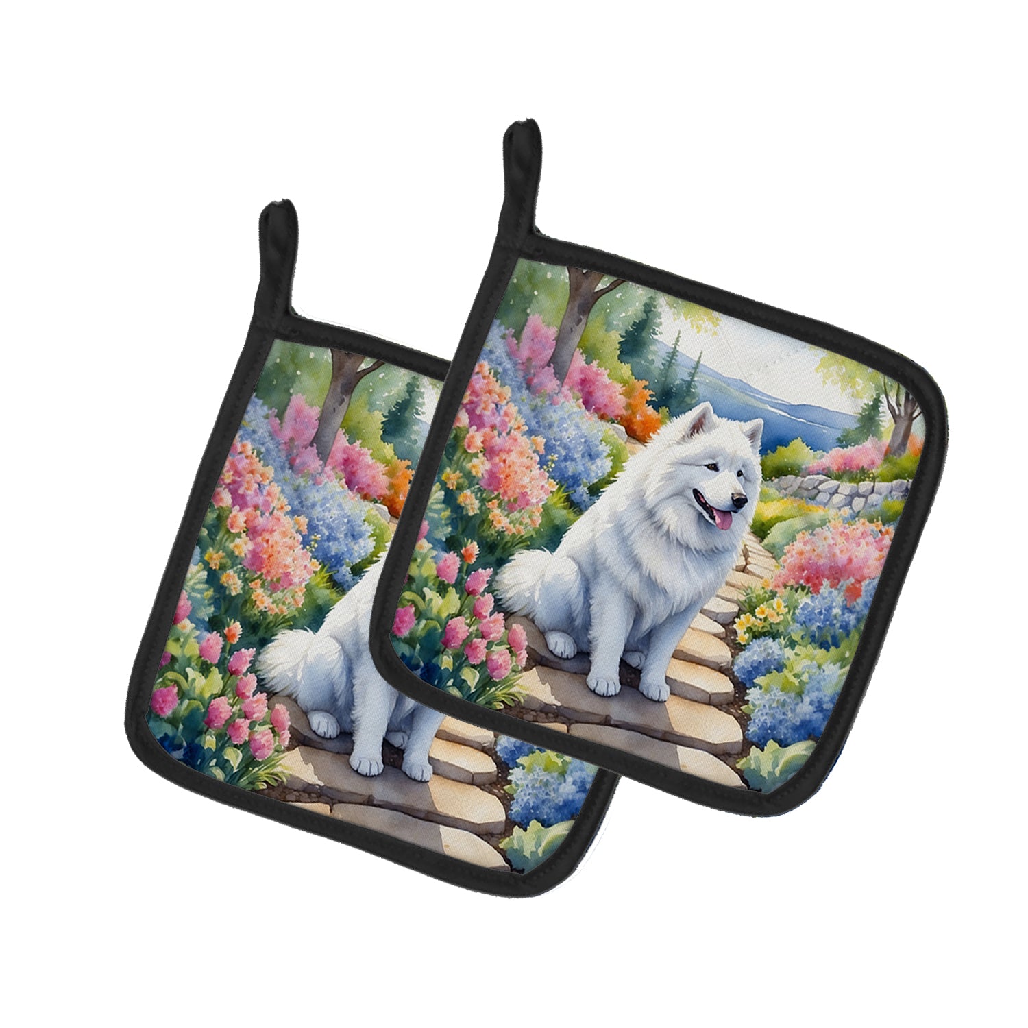 Buy this Samoyed Spring Path Pair of Pot Holders