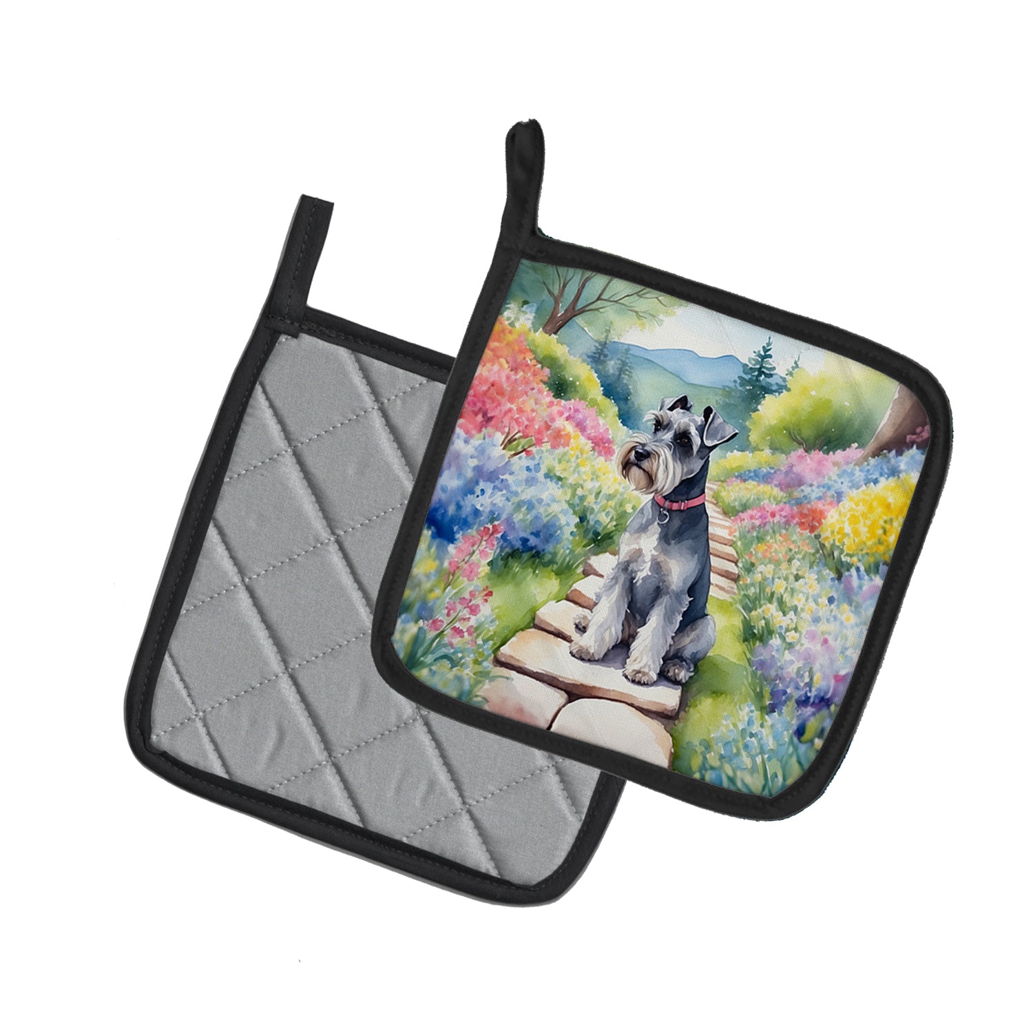 Buy this Schnauzer Spring Path Pair of Pot Holders