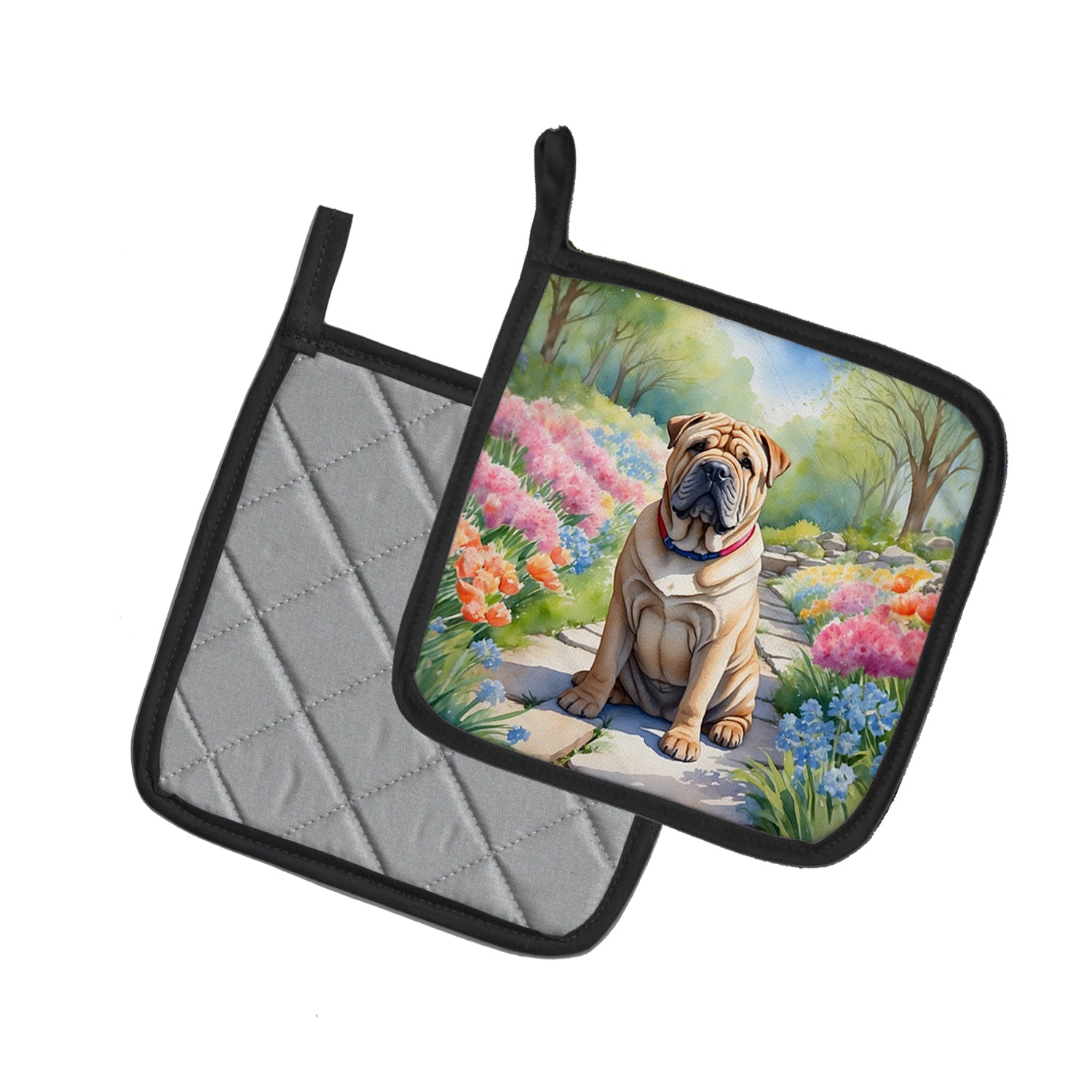 Buy this Shar Pei Spring Path Pair of Pot Holders