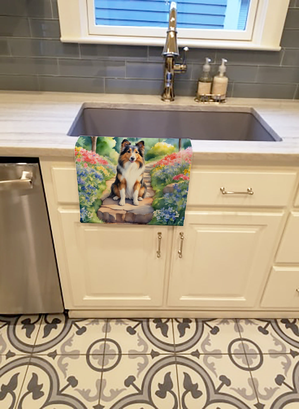 Buy this Sheltie Spring Path Kitchen Towel