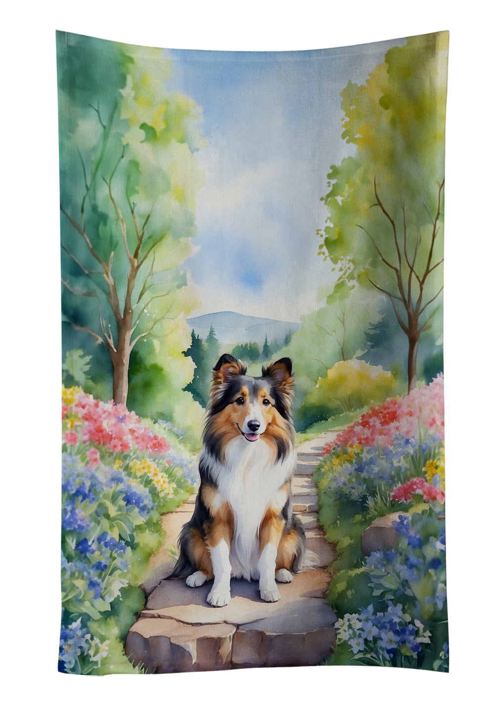 Buy this Sheltie Spring Path Kitchen Towel