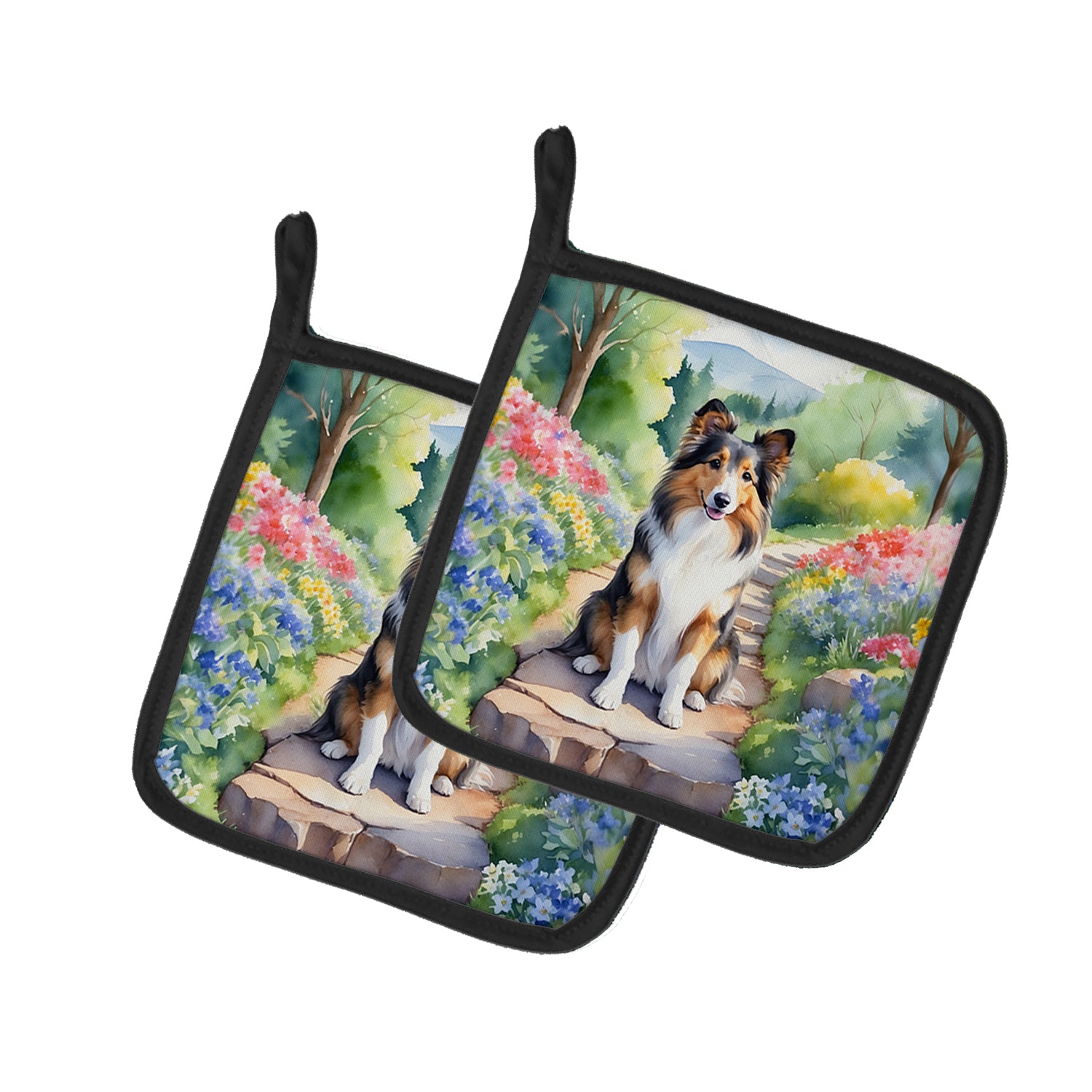Buy this Sheltie Spring Path Pair of Pot Holders