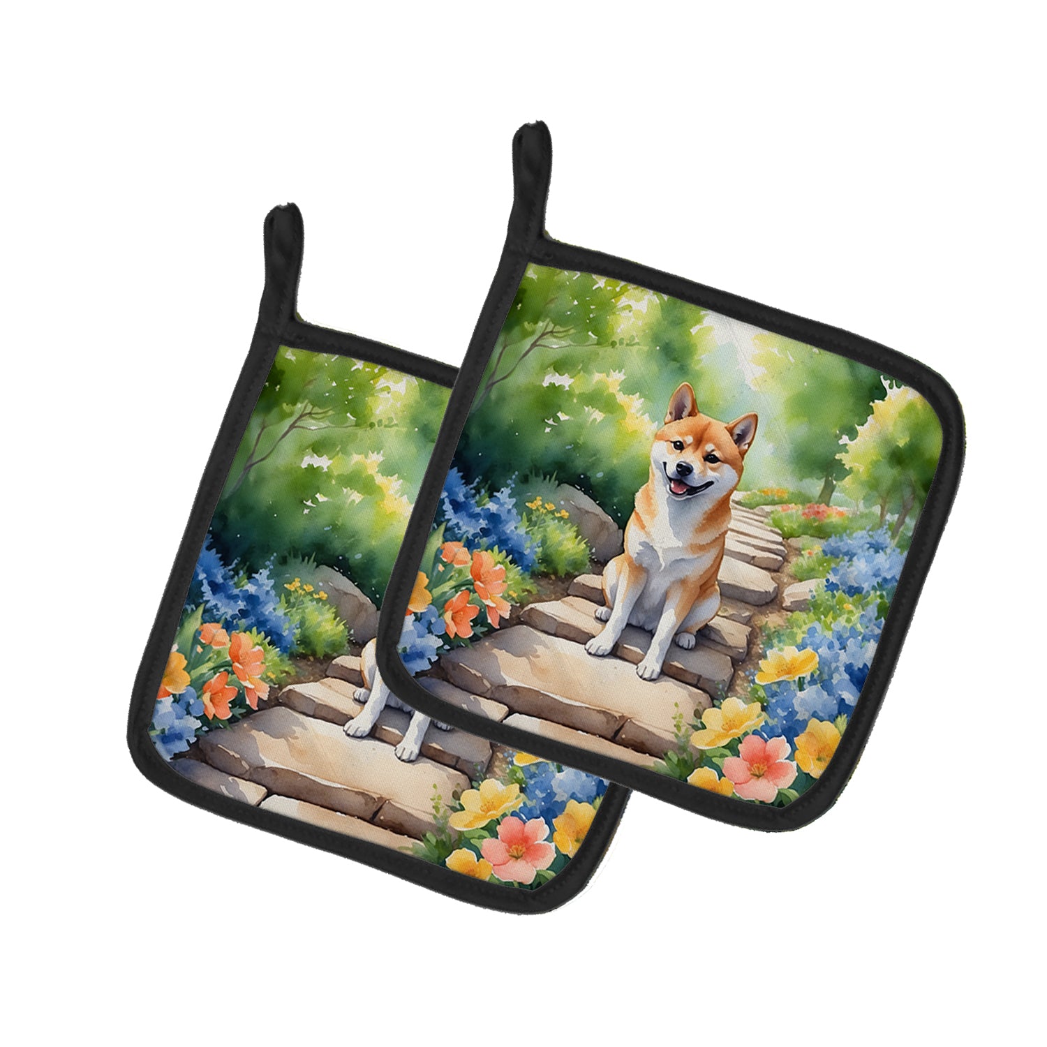 Buy this Shiba Inu Spring Path Pair of Pot Holders