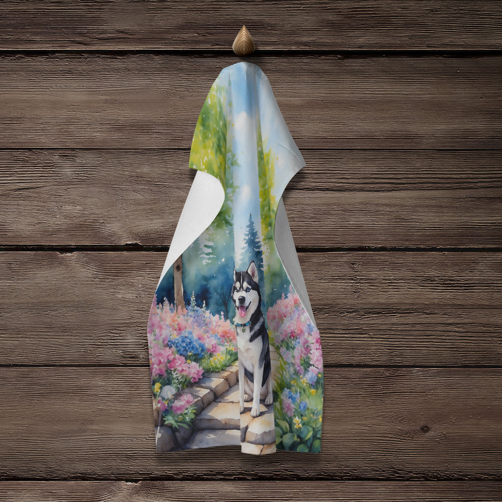 Siberian Husky Spring Path Kitchen Towel