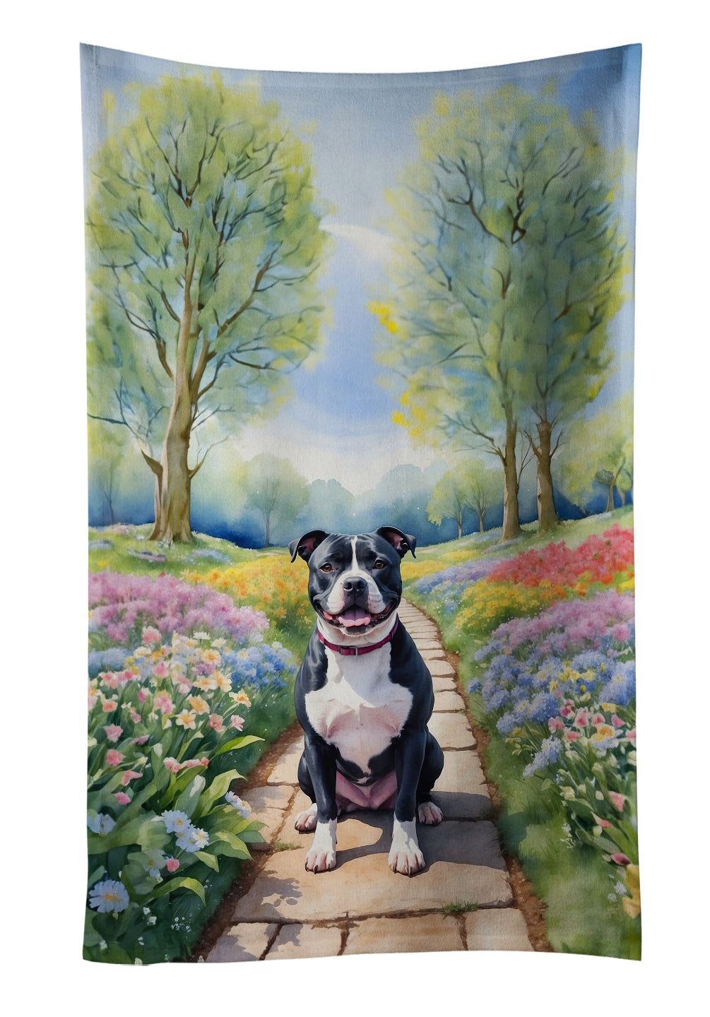 Buy this Staffordshire Bull Terrier Spring Path Kitchen Towel