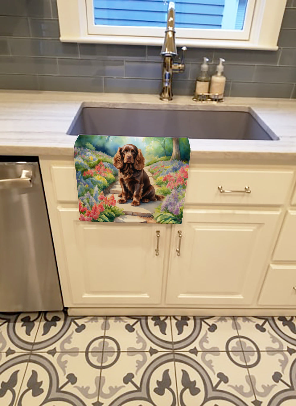Buy this Sussex Spaniel Spring Path Kitchen Towel