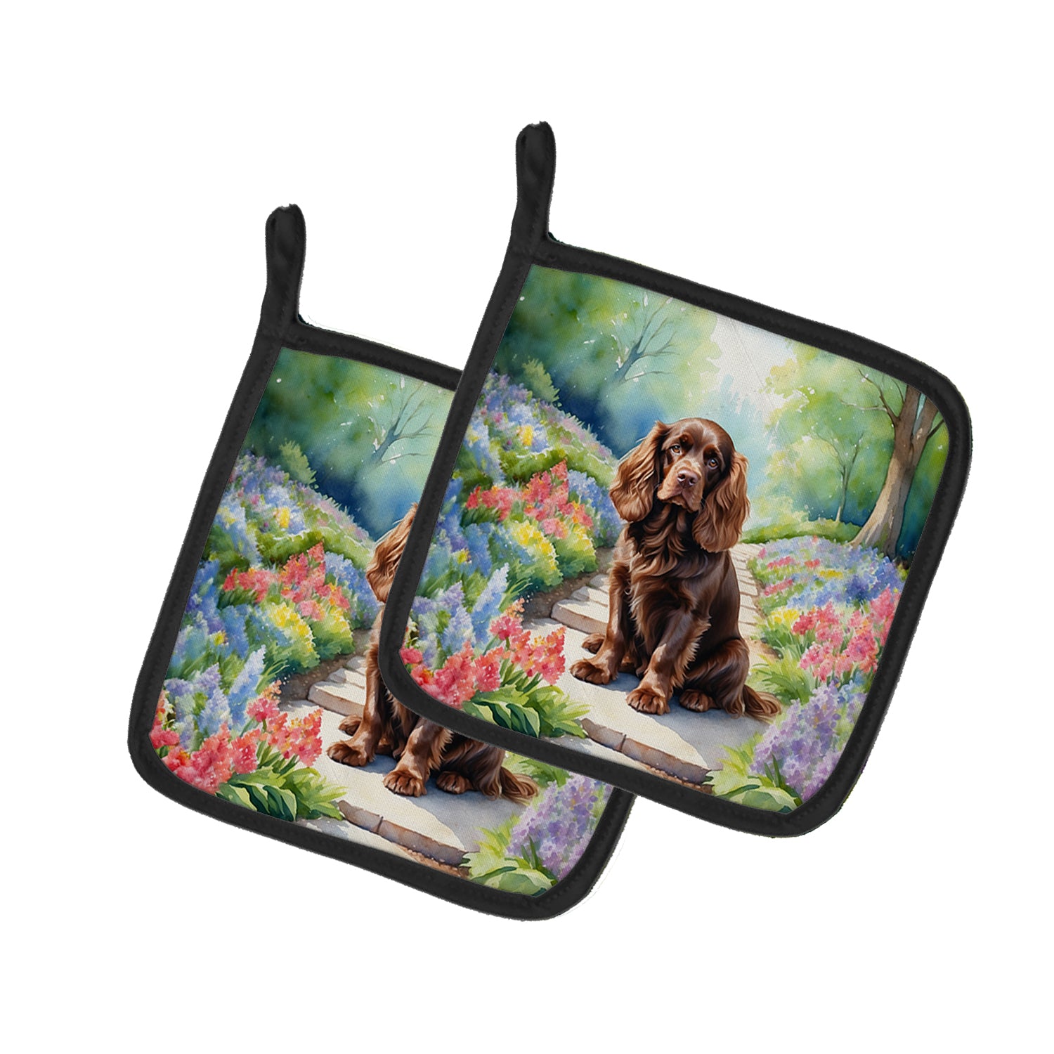 Buy this Sussex Spaniel Spring Path Pair of Pot Holders