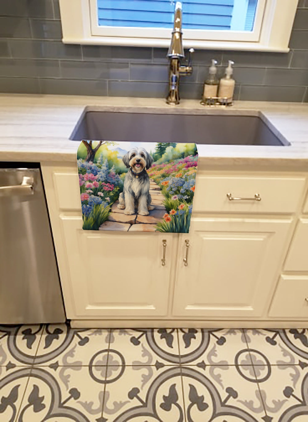 Buy this Tibetan Terrier Spring Path Kitchen Towel