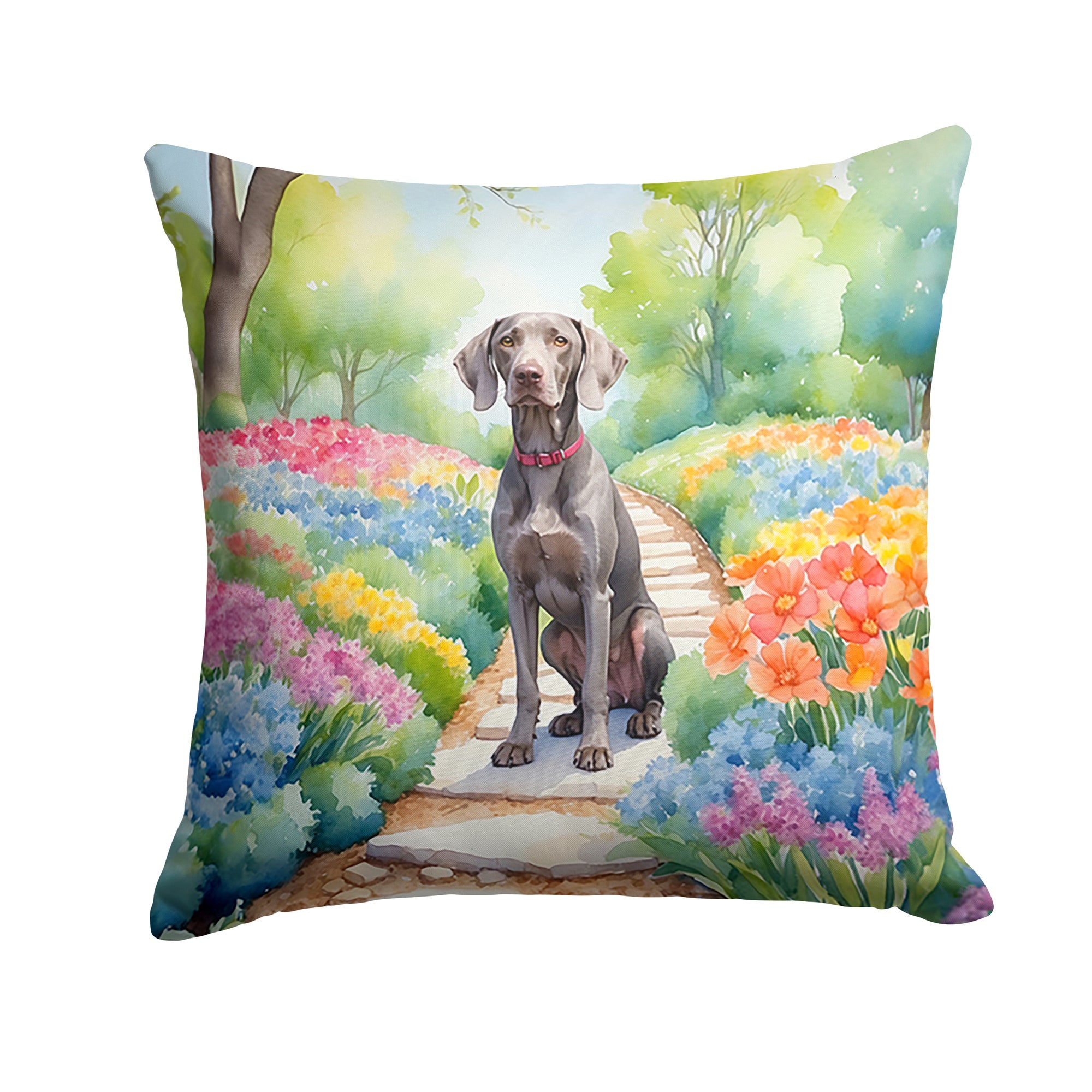 Buy this Weimaraner Spring Path Throw Pillow