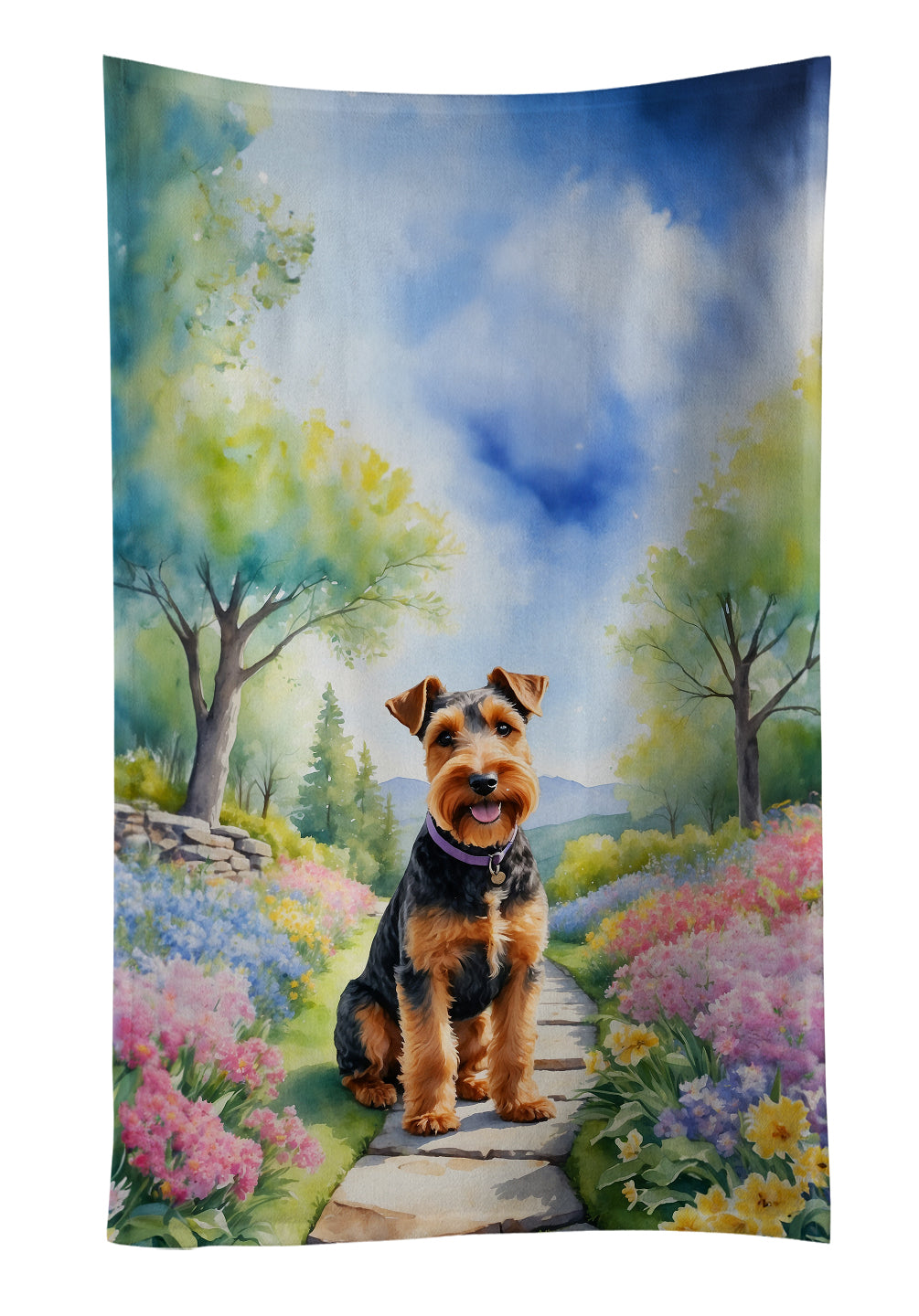 Buy this Welsh Terrier Spring Path Kitchen Towel