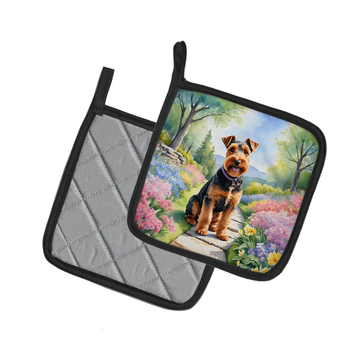 Buy this Welsh Terrier Spring Path Pair of Pot Holders