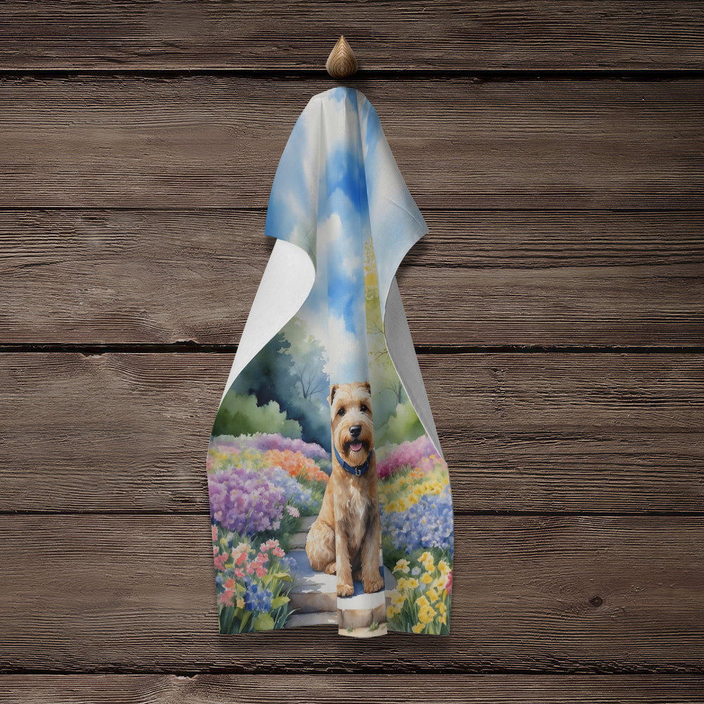 Wheaten Terrier Spring Path Kitchen Towel