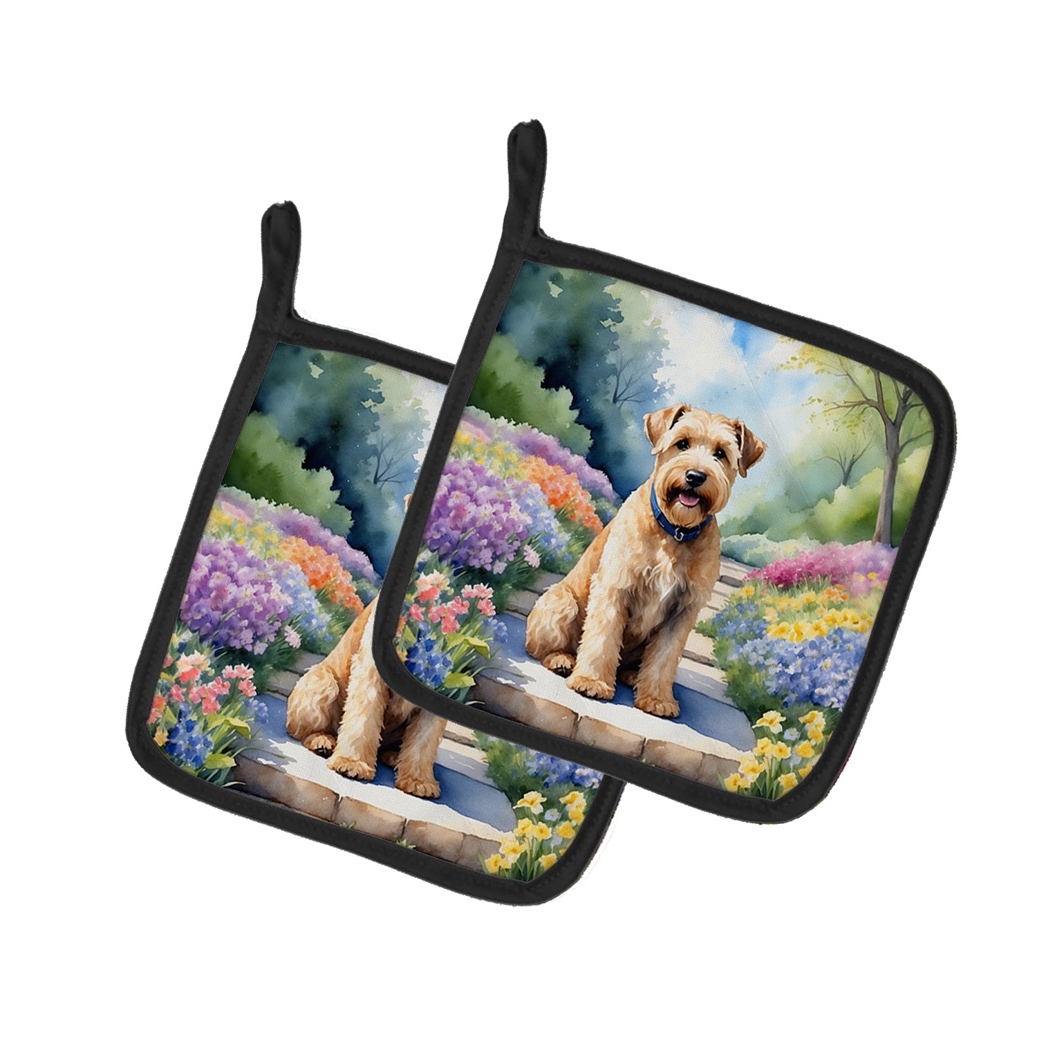 Buy this Wheaten Terrier Spring Path Pair of Pot Holders