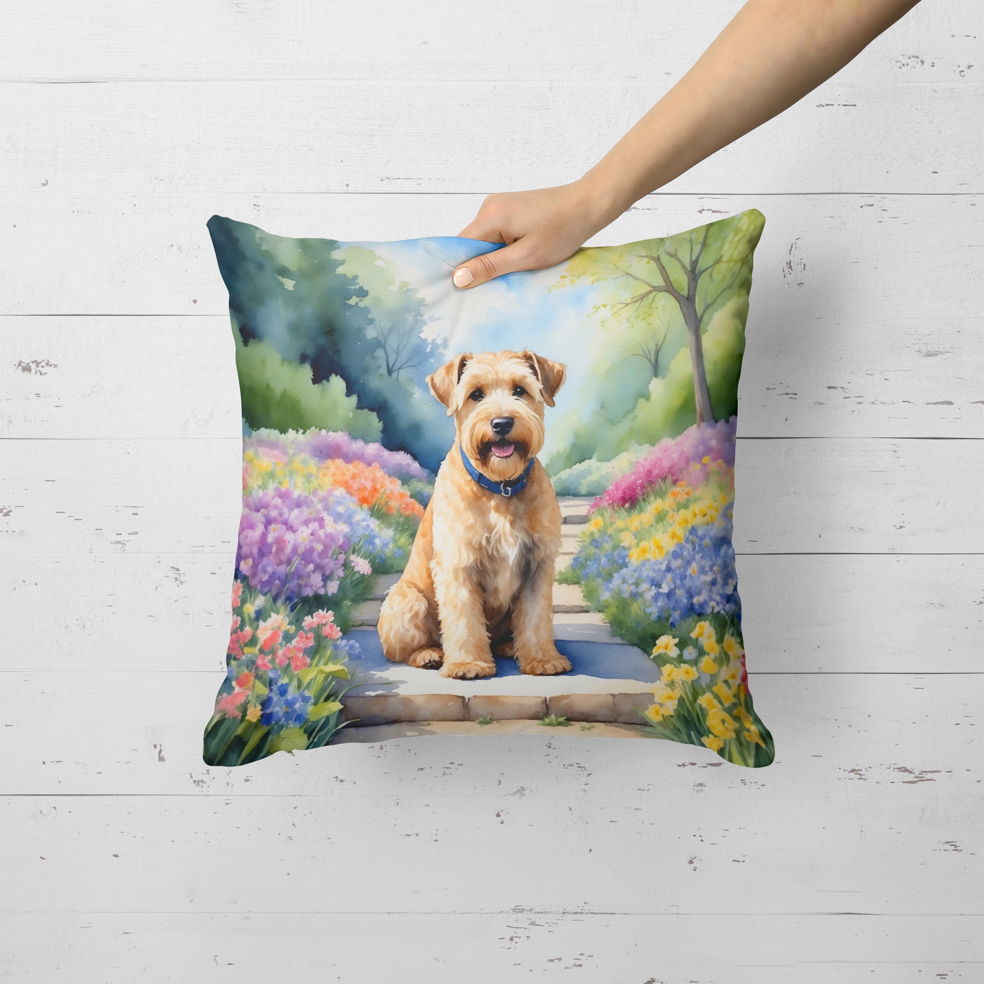 Wheaten Terrier Spring Path Throw Pillow