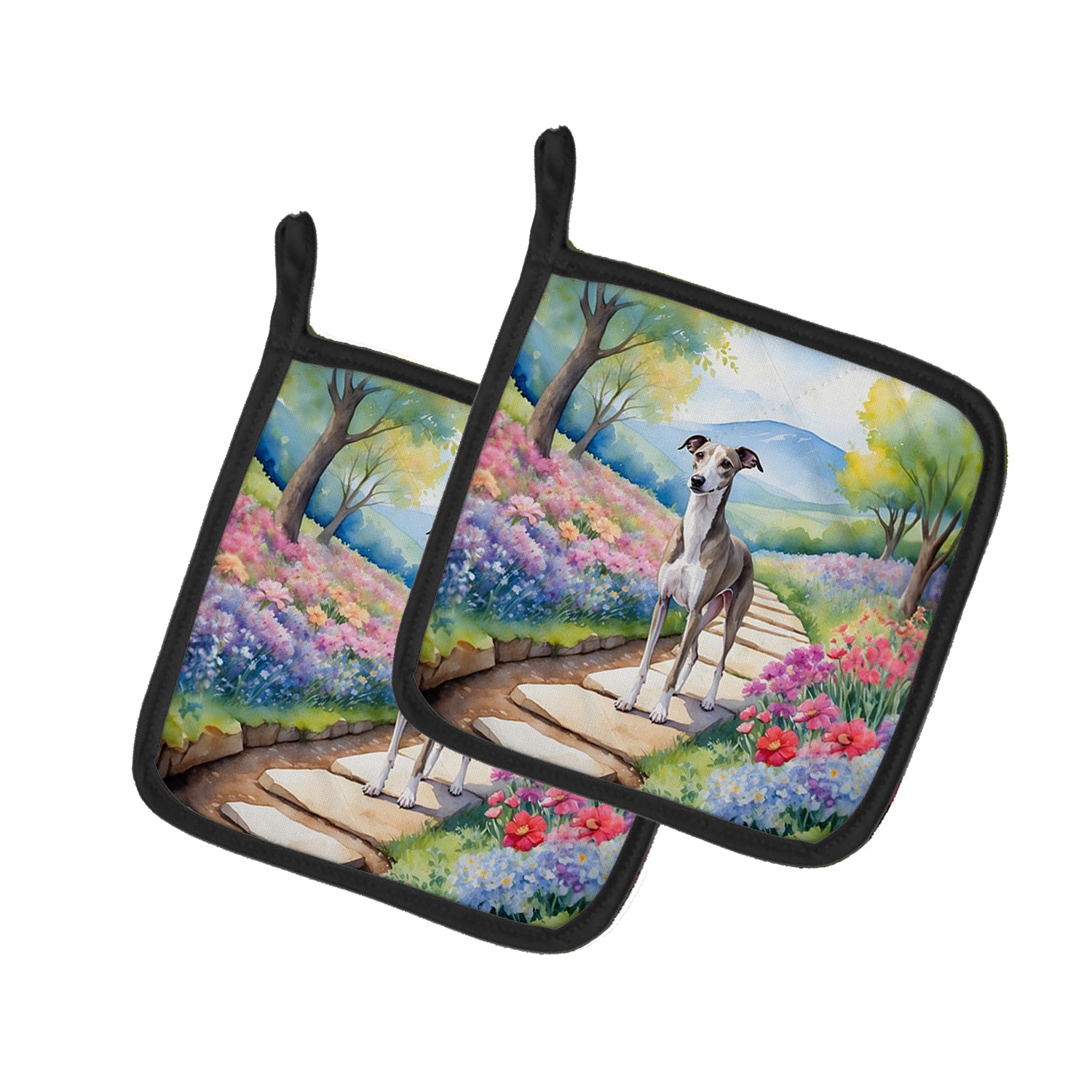 Buy this Whippet Spring Path Pair of Pot Holders