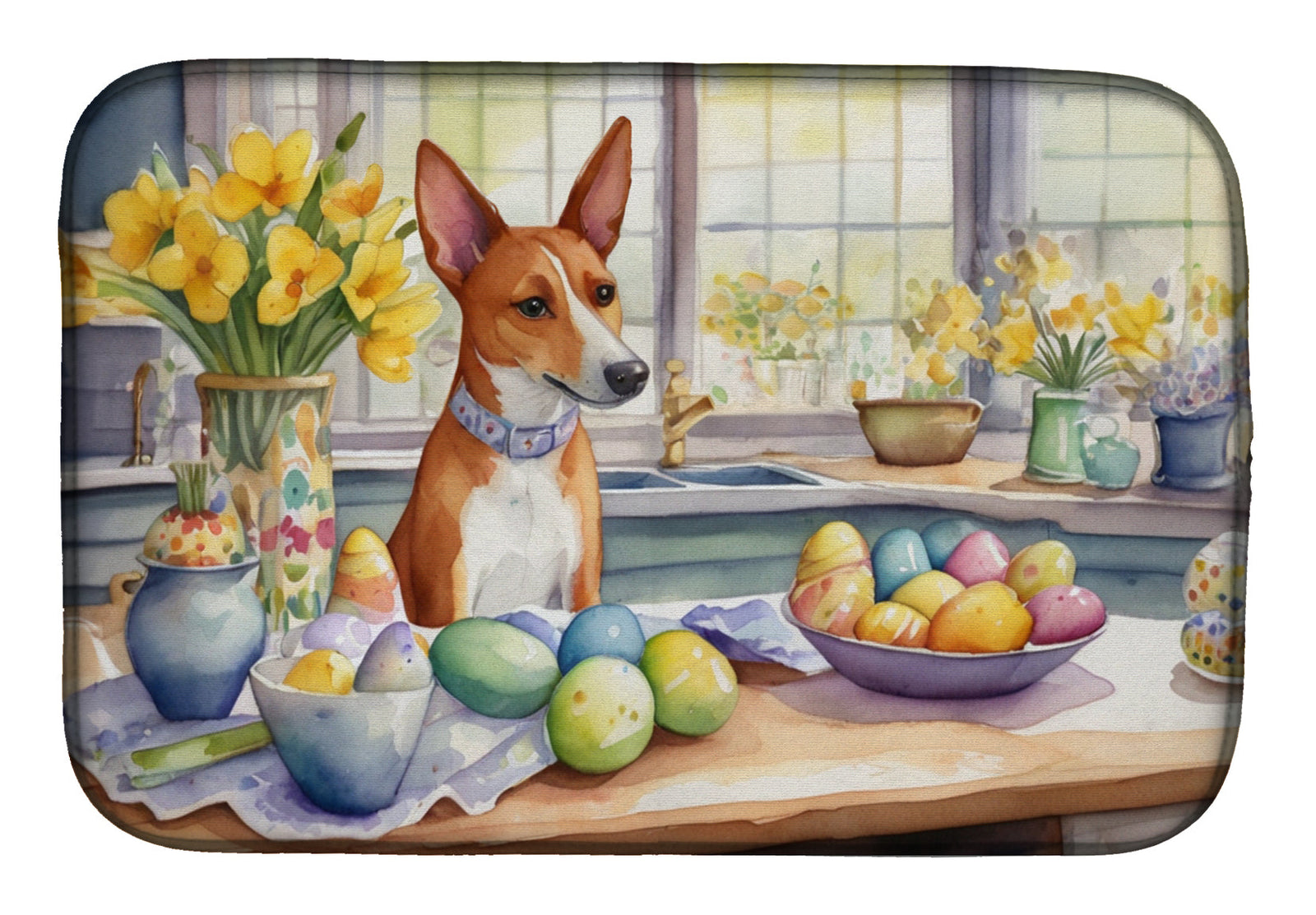 Caroline's Treasures Decorating Easter Basenji Dish Drying Mat