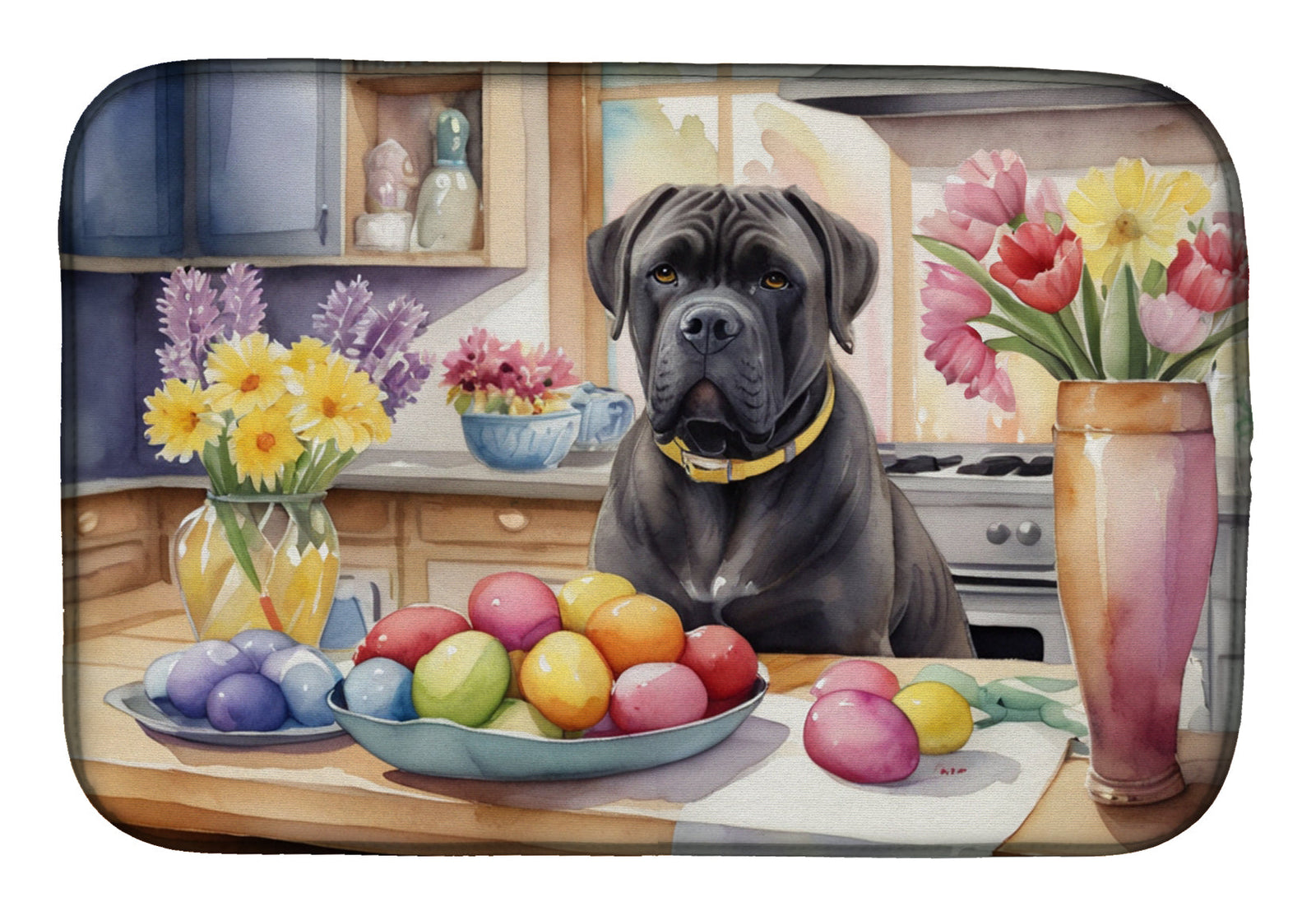 Caroline's Treasures Decorating Easter Cane Corso Dish Drying Mat