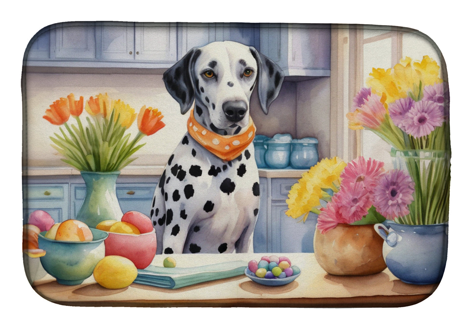 Caroline's Treasures Decorating Easter Dalmatian Dish Drying Mat