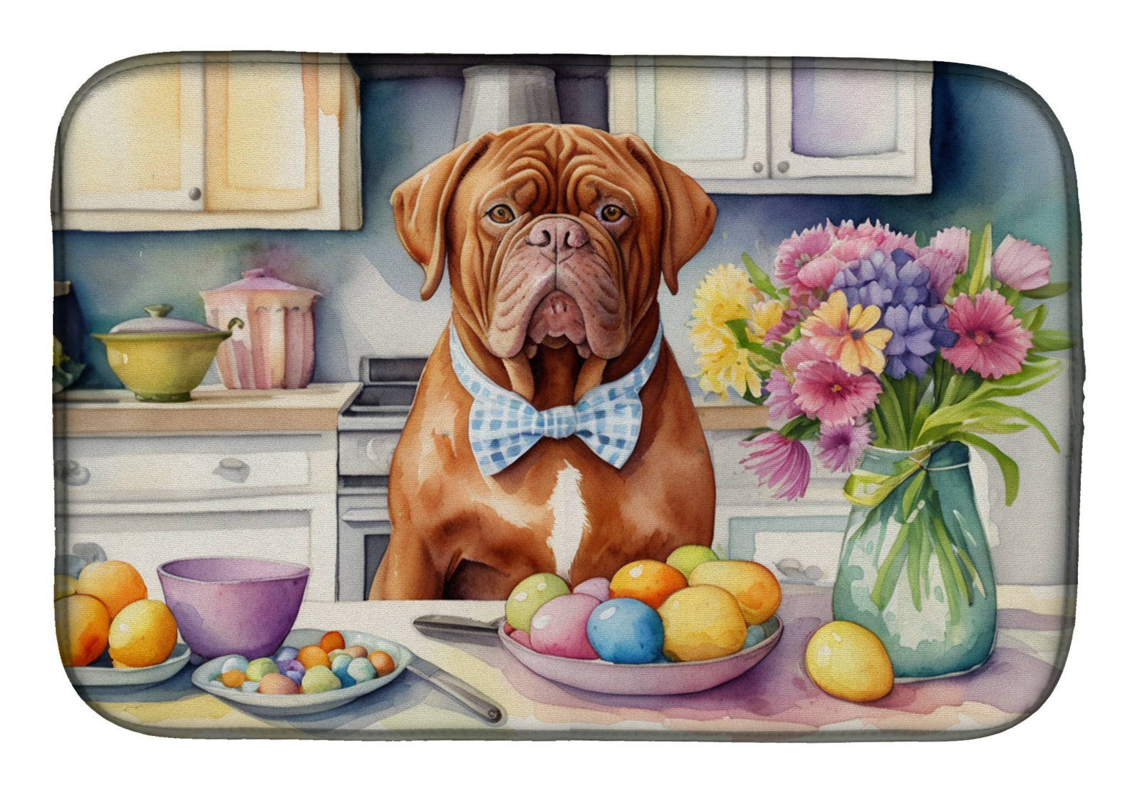 Caroline's Treasures Decorating Easter Dogue de Bordeaux Dish Drying Mat