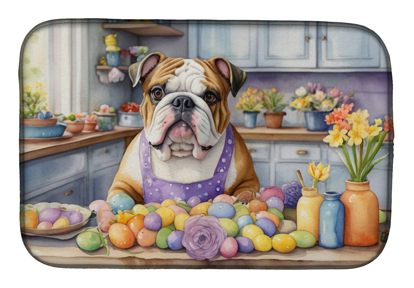 Caroline's Treasures Decorating Easter English Bulldog Dish Drying Mat