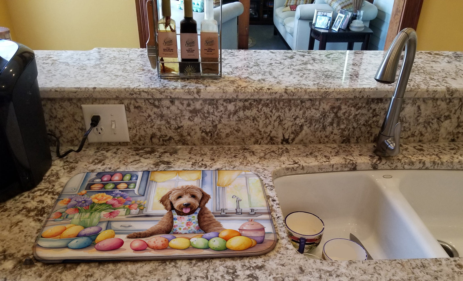 Caroline's Treasures Decorating Easter Labradoodle Dish Drying Mat