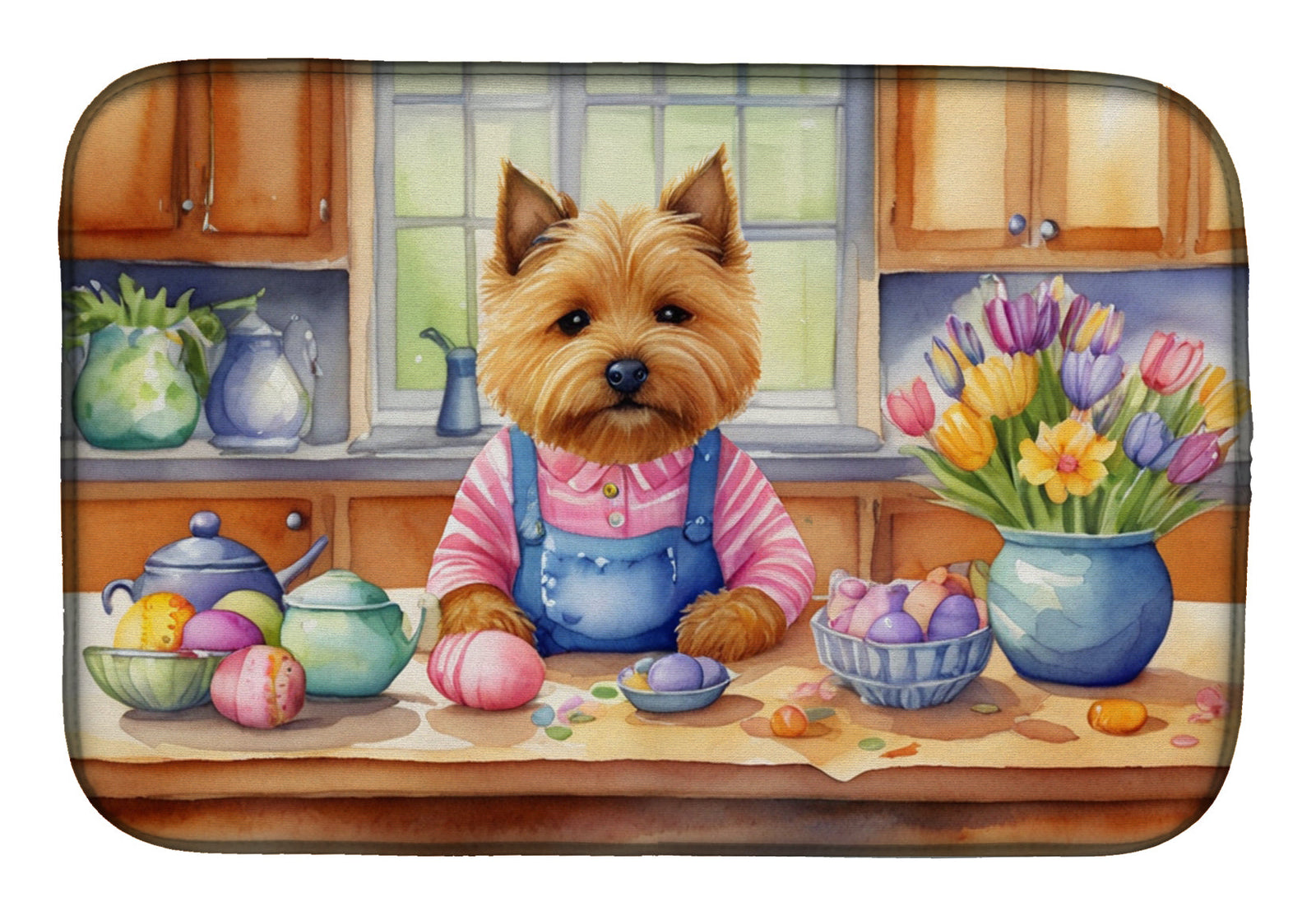 Caroline's Treasures Decorating Easter Norwich Terrier Dish Drying Mat