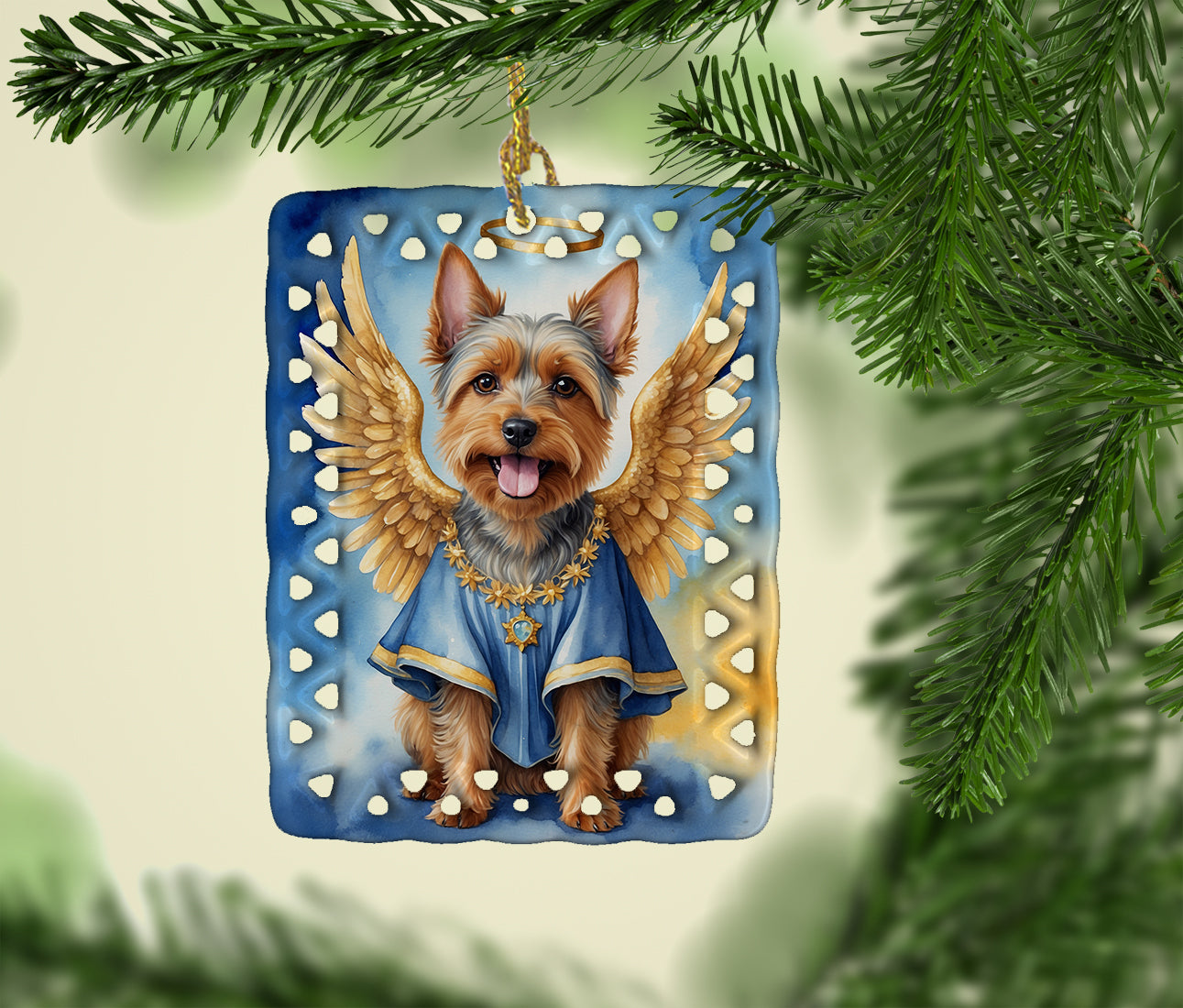 Caroline's Treasures Australian Terrier My Angel Porcelain Ornament