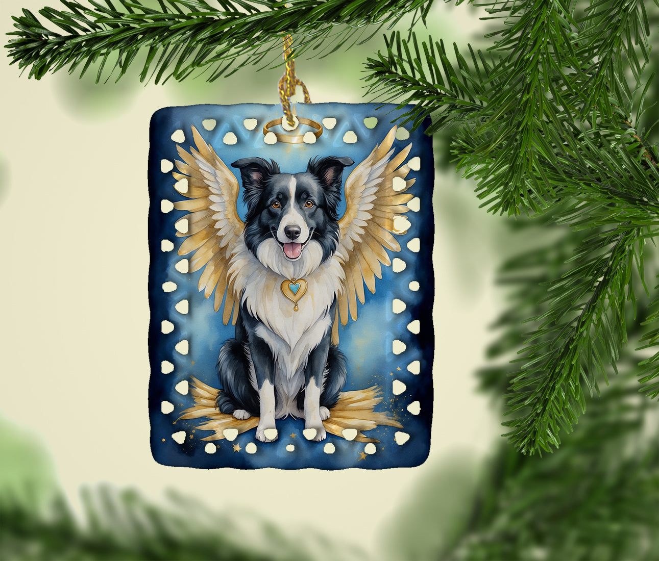Caroline's Treasures Border Collie My Angel Porcelain Ornament